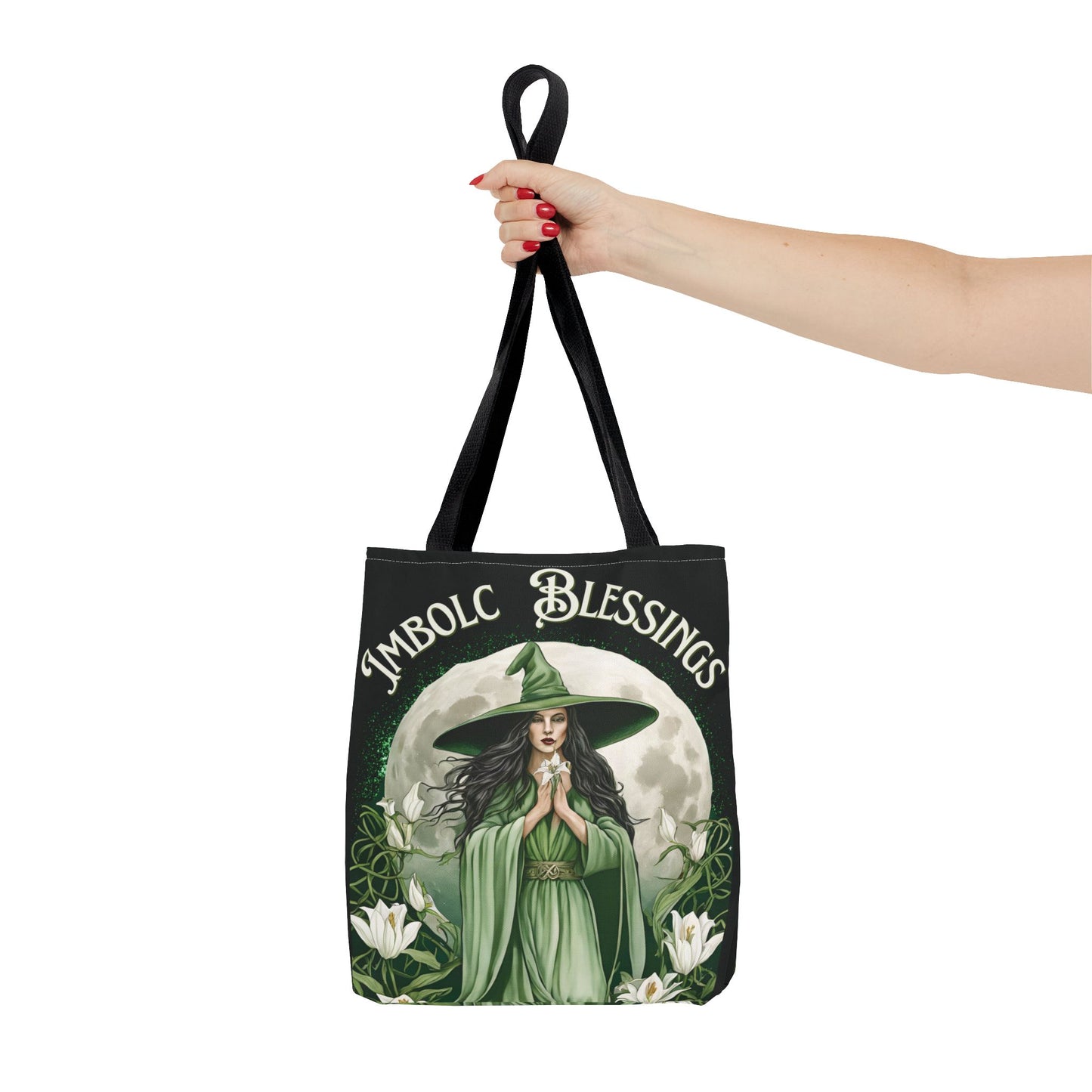 Imbolc Blessings Tote Bag, Wiccan Gift, Witchy Style Bag, Green Witch Shopping Tote, Wheel of the Year, Blessed Be - Divine Mystic Moons