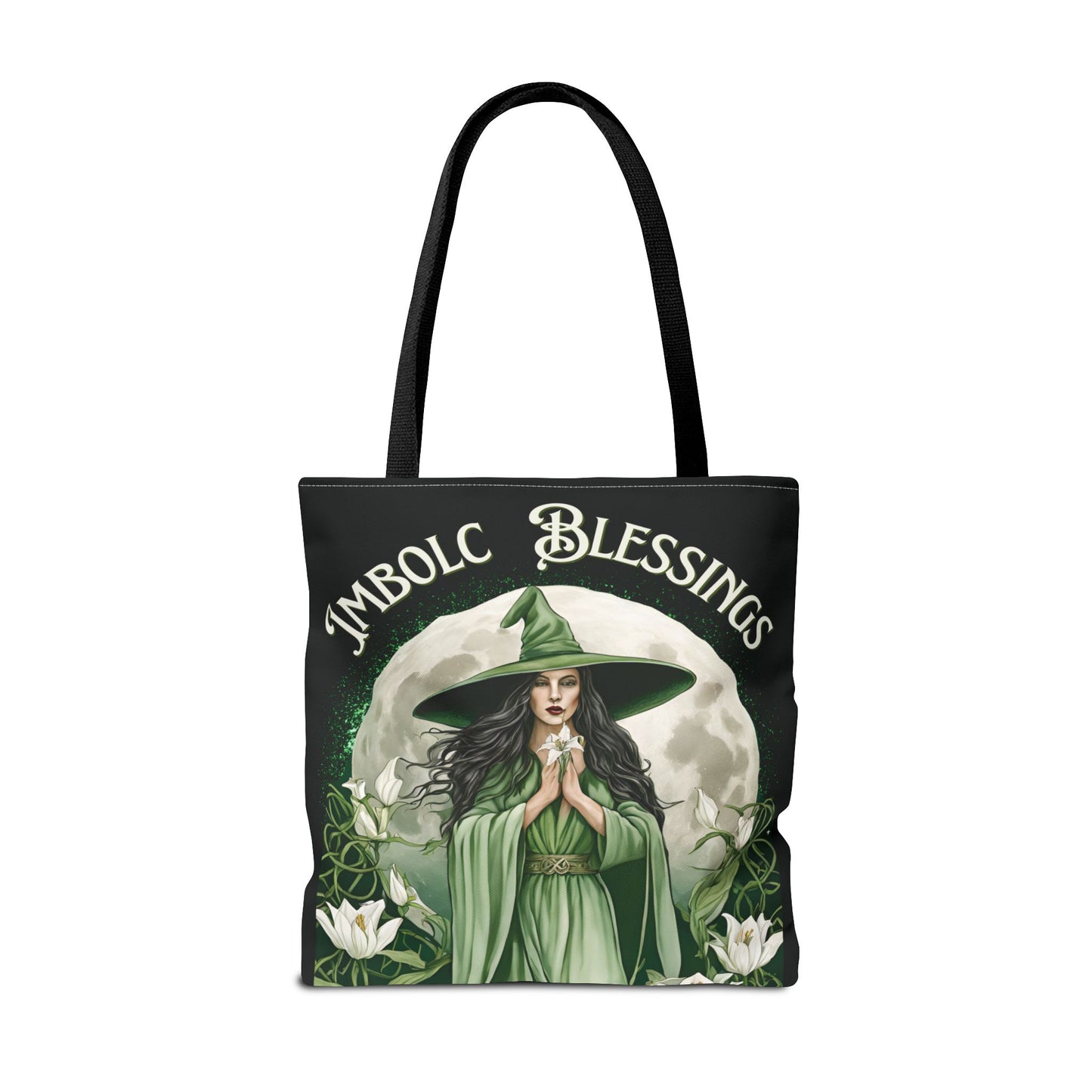 Imbolc Blessings Tote Bag, Wiccan Gift, Witchy Style Bag, Green Witch Shopping Tote, Wheel of the Year, Blessed Be - Divine Mystic Moons