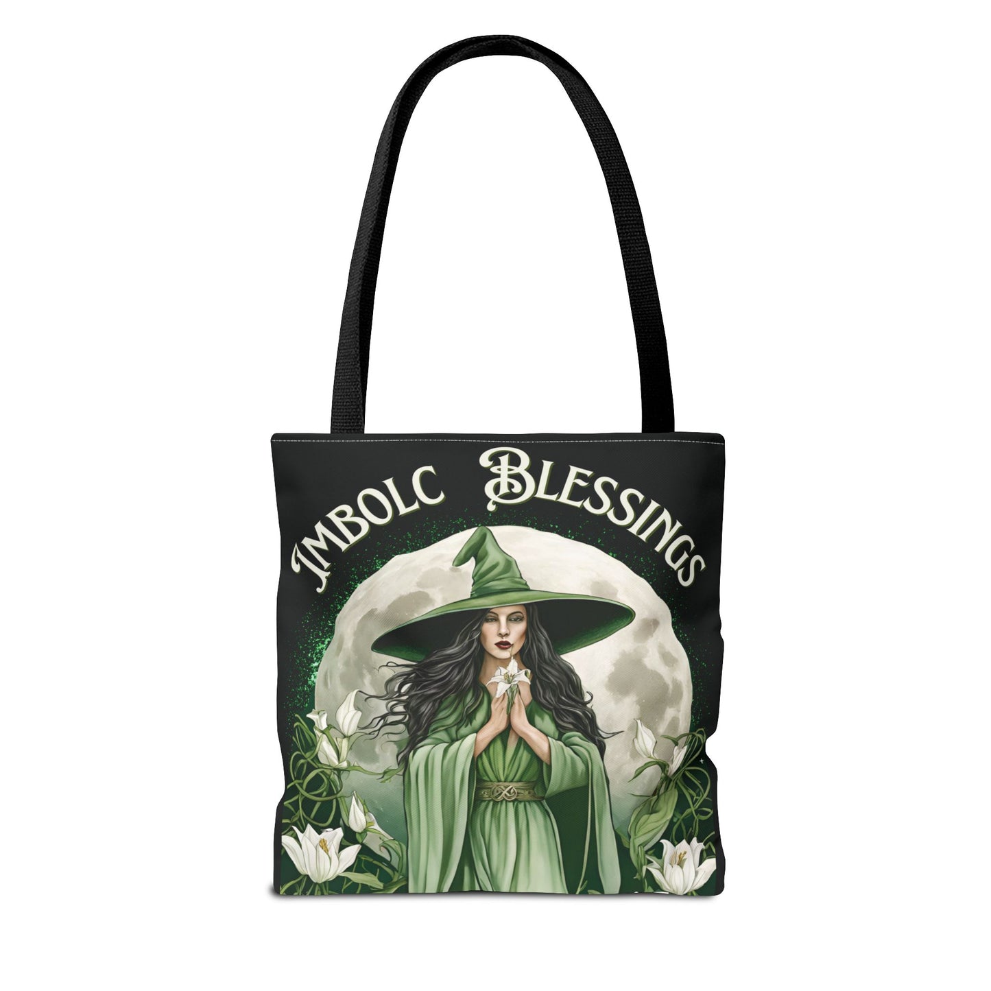 Imbolc Blessings Tote Bag, Wiccan Gift, Witchy Style Bag, Green Witch Shopping Tote, Wheel of the Year, Blessed Be - Divine Mystic Moons