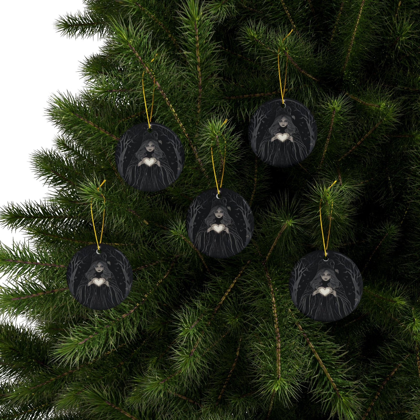Enchanting Gothic Ceramic Ornaments Perfect for Halloween Decor, Tree Beautification, Unique Gifts, Occult Celebrations, Set of 1/3/5/10 - Divine Mystic Moons