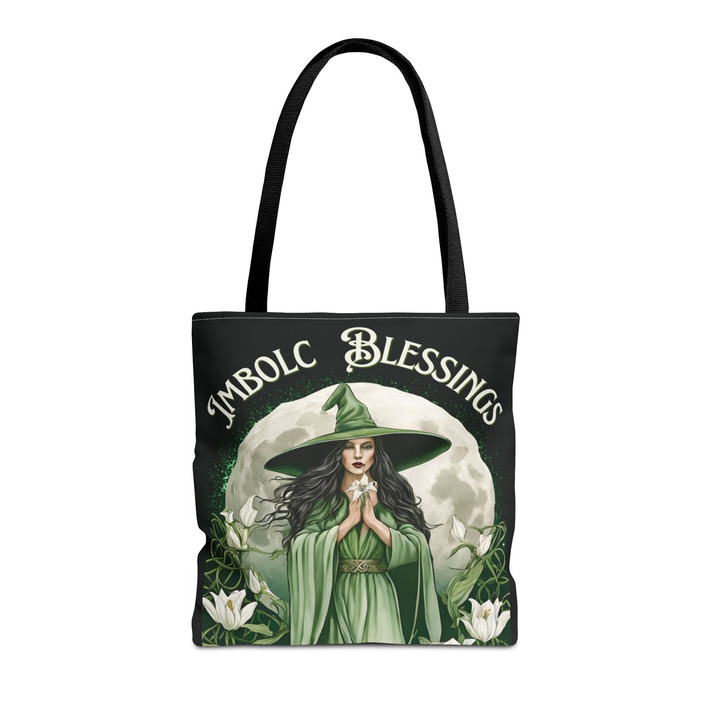 Imbolc Blessings Tote Bag, Wiccan Gift, Witchy Style Bag, Green Witch Shopping Tote, Wheel of the Year, Blessed Be - Divine Mystic Moons