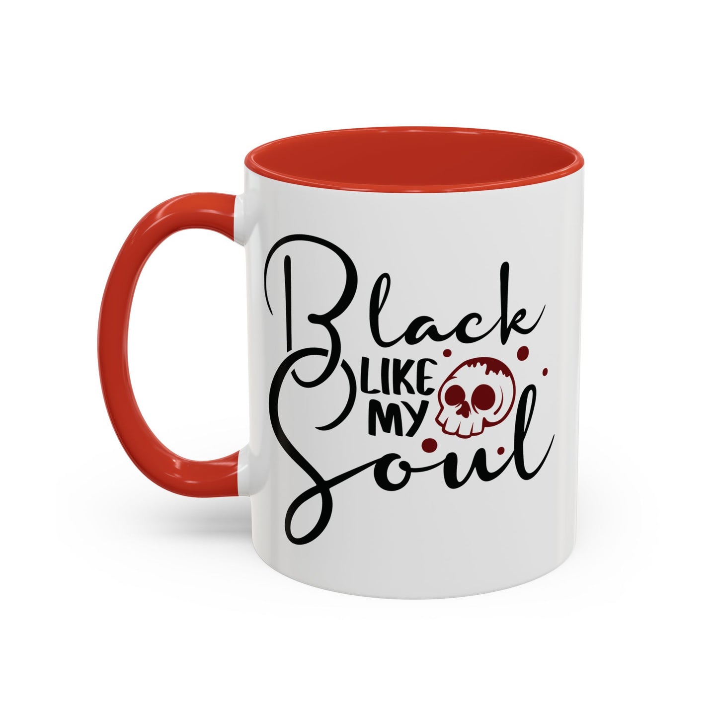 Black Like My Soul Mug – Gothic Coffee Cup, Funny Dark Humor Gift, Pink, Red, or Black Two-Tone Ceramic Mug, Alt Aesthetic Drinkware - Divine Mystic Moons