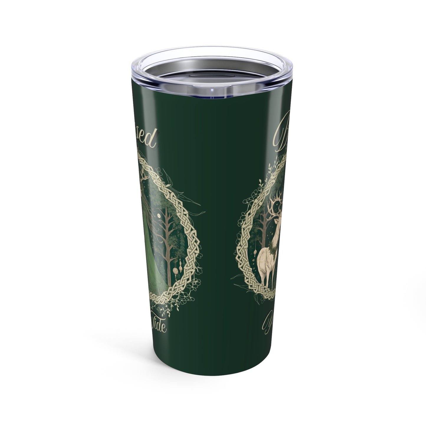 Blessed Yule Tide, Green Witch Gift, 20oz Cup, Nature Lover Mug, Pagan Drinkware, Wiccan Decor, Forest Buck Design - Divine Mystic Moons