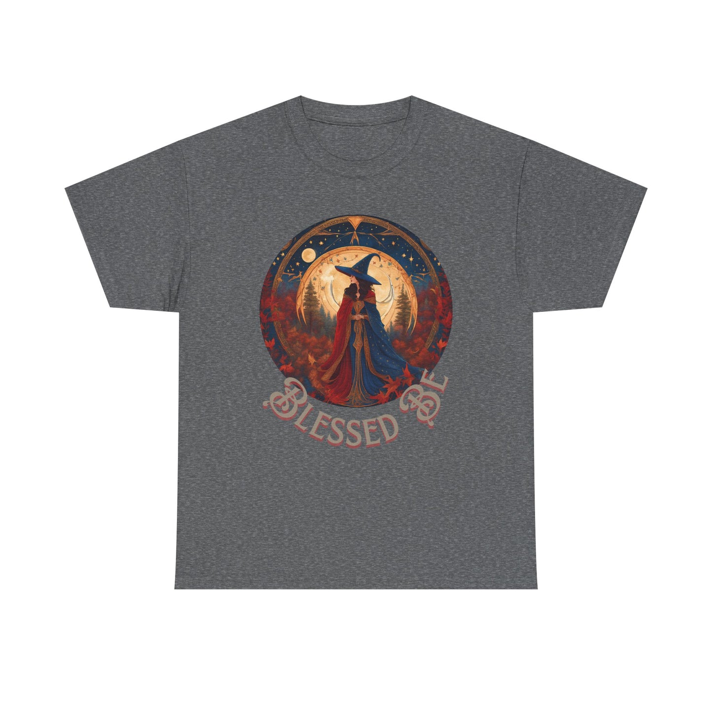 Blessed Be Unisex Heavy Cotton Tee, Witchy Shirt for Pagans, Gifting for Halloween, Casual Wear, Spiritual Apparel, Festival Top - Divine Mystic Moons