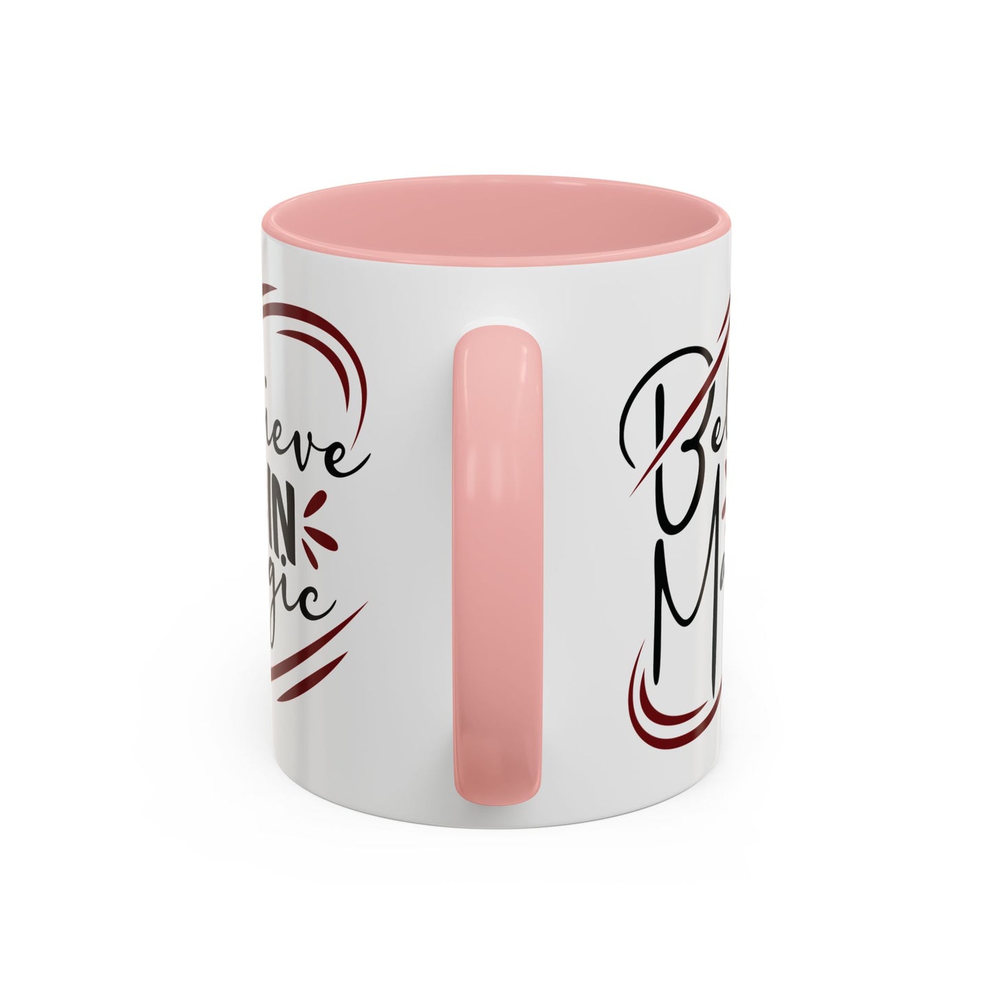 Believe in Magic Mug – Mystical Quote Coffee Cup, Witchy Gift for Her, Pink, Red, or Black Two-Tone Mug, Pagan Kitchen Decor