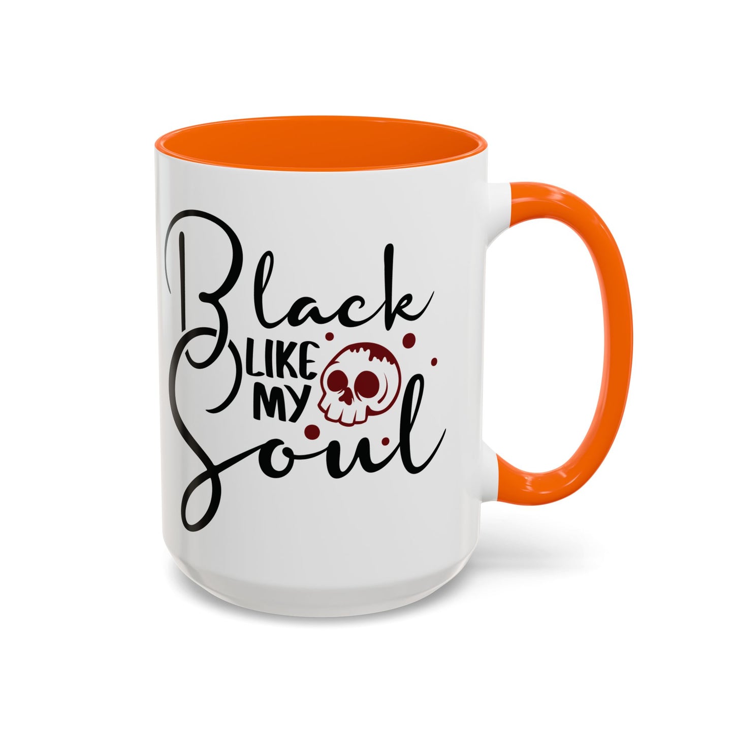 Black Like My Soul Mug – Gothic Coffee Cup, Funny Dark Humor Gift, Pink, Red, or Black Two-Tone Ceramic Mug, Alt Aesthetic Drinkware - Divine Mystic Moons