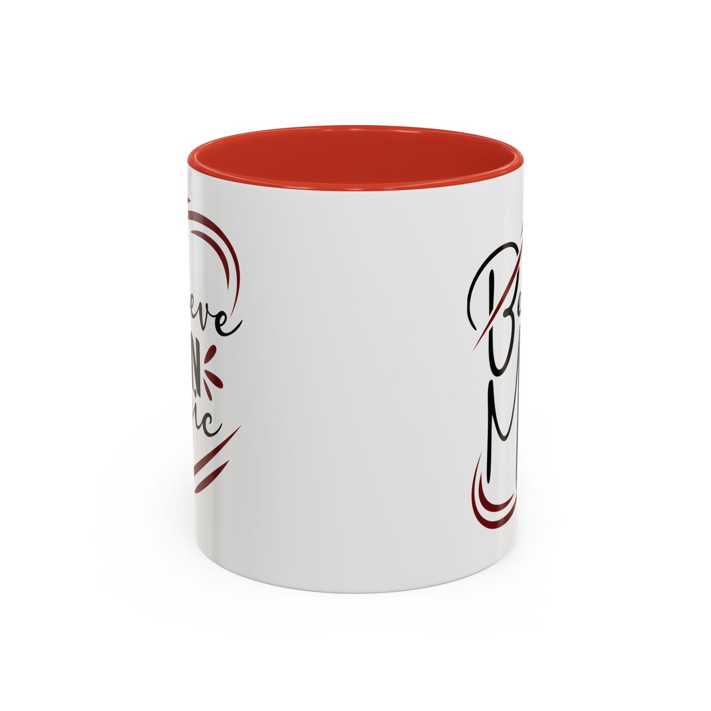 Believe in Magic Mug – Mystical Quote Coffee Cup, Witchy Gift for Her, Pink, Red, or Black Two-Tone Mug, Pagan Kitchen Decor
