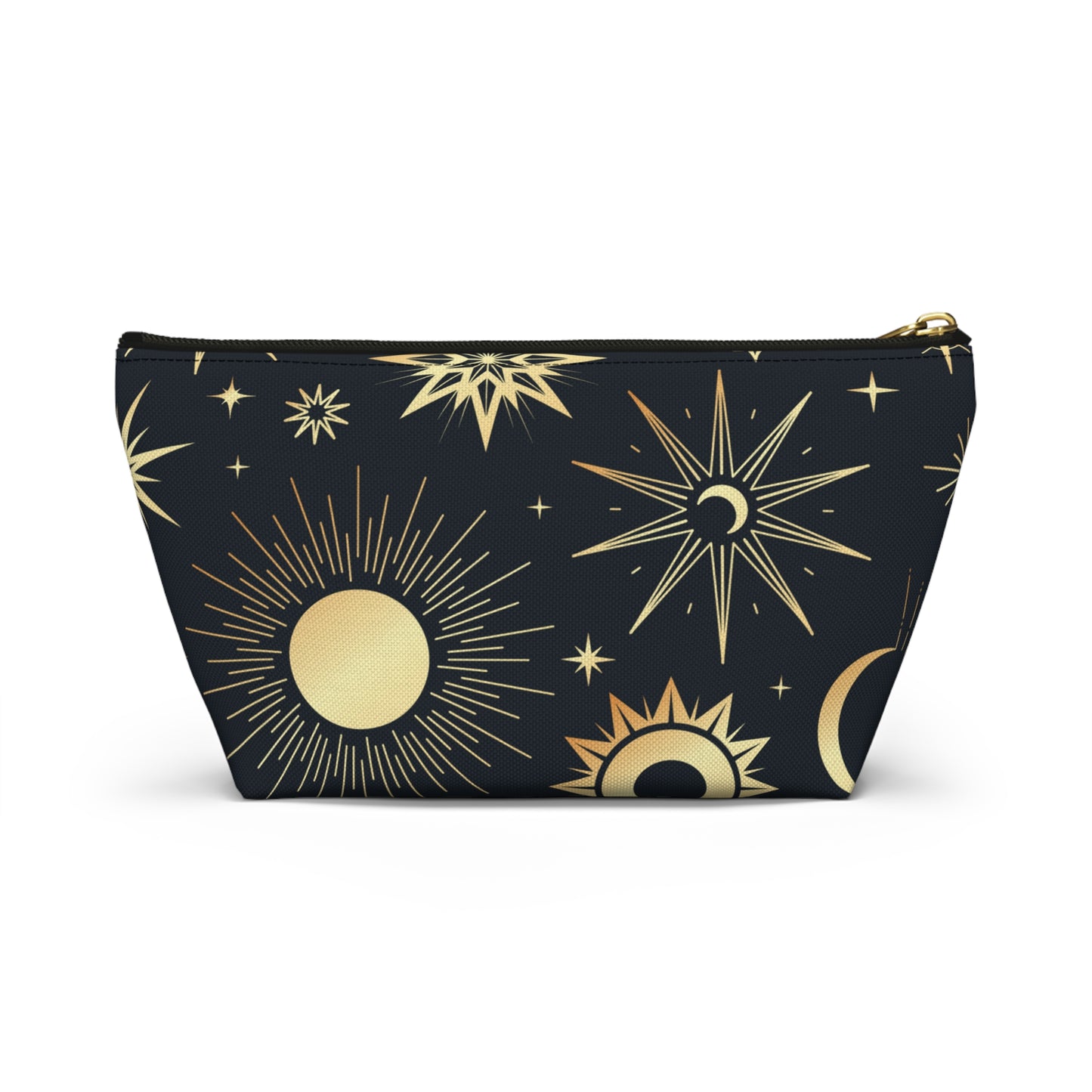 Mystical Makeup Bag | Witch Accessories Pouch | Pagan Travel Organizer | Moon and Sun Cosmetic Bag | Spiritual Storage Pouch w T-bottom - Divine Mystic Moons