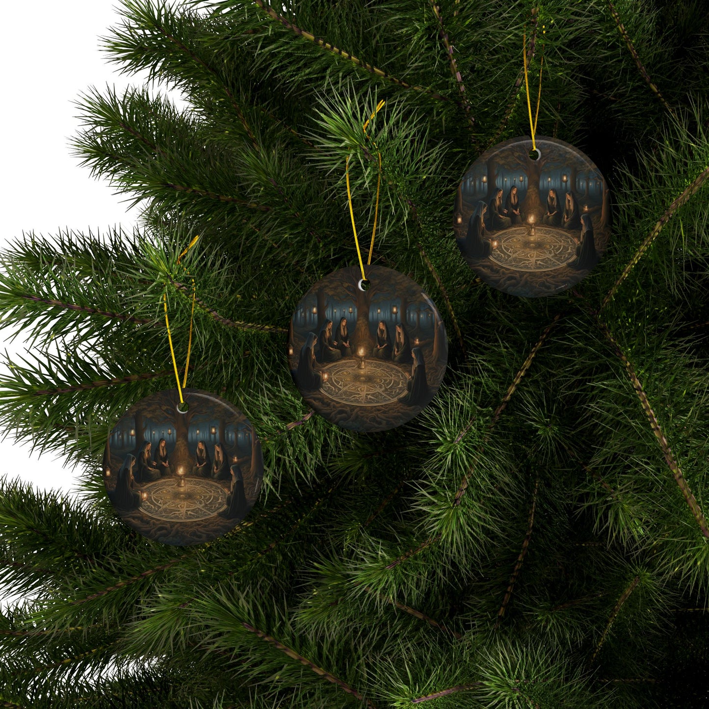 Witch Coven Mystical Ornaments - 2-Sided Print, Witchy Decor, Holiday Gifts, Collectible Keepsakes, Spiritual Home Accents, Witchcraft - Divine Mystic Moons