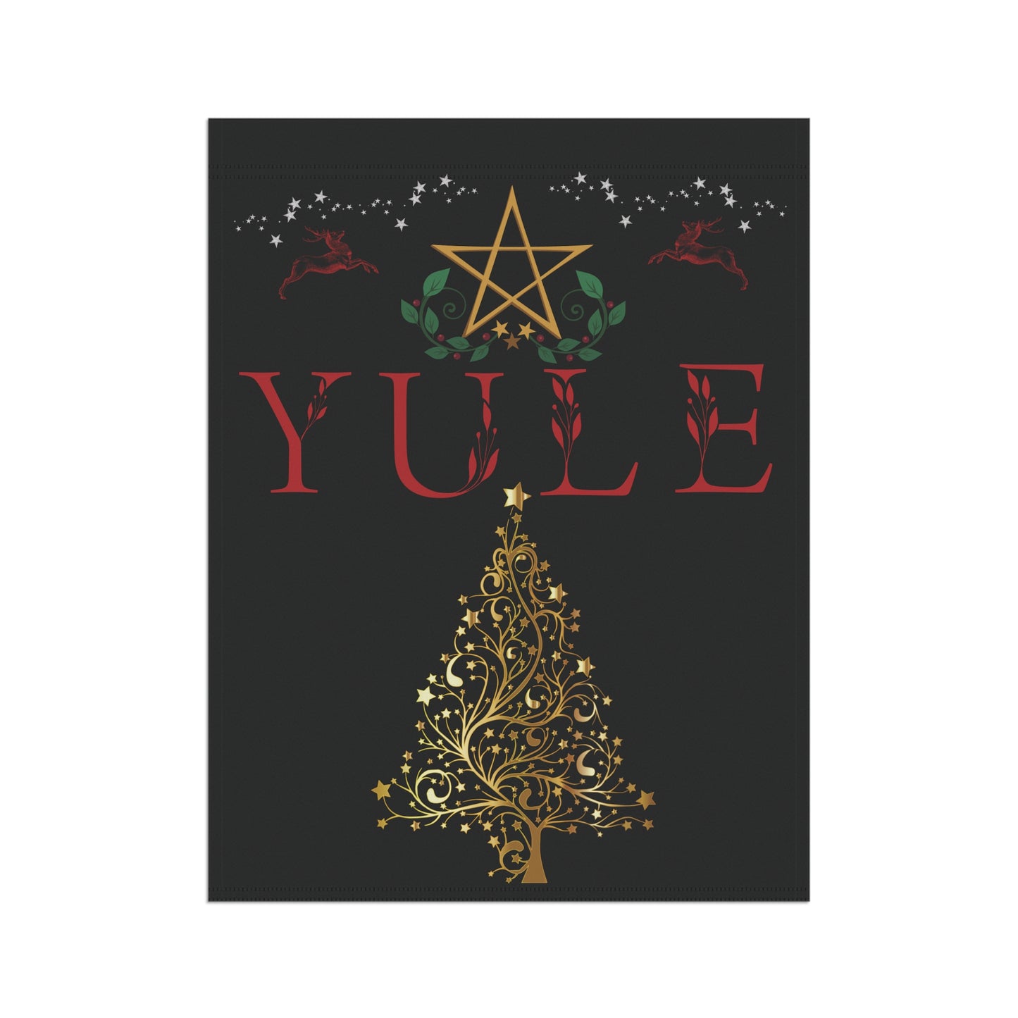 Yule Garden Banner, Elegant Holiday Decor, Christmas Yard Sign, Winter Solstice Decoration, Outdoor Festive Flag