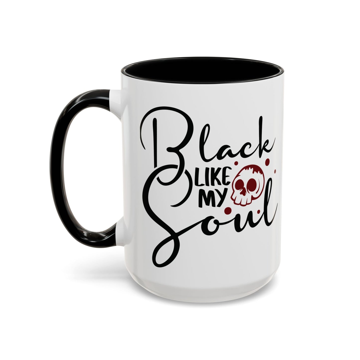 Black Like My Soul Mug – Gothic Coffee Cup, Funny Dark Humor Gift, Pink, Red, or Black Two-Tone Ceramic Mug, Alt Aesthetic Drinkware - Divine Mystic Moons