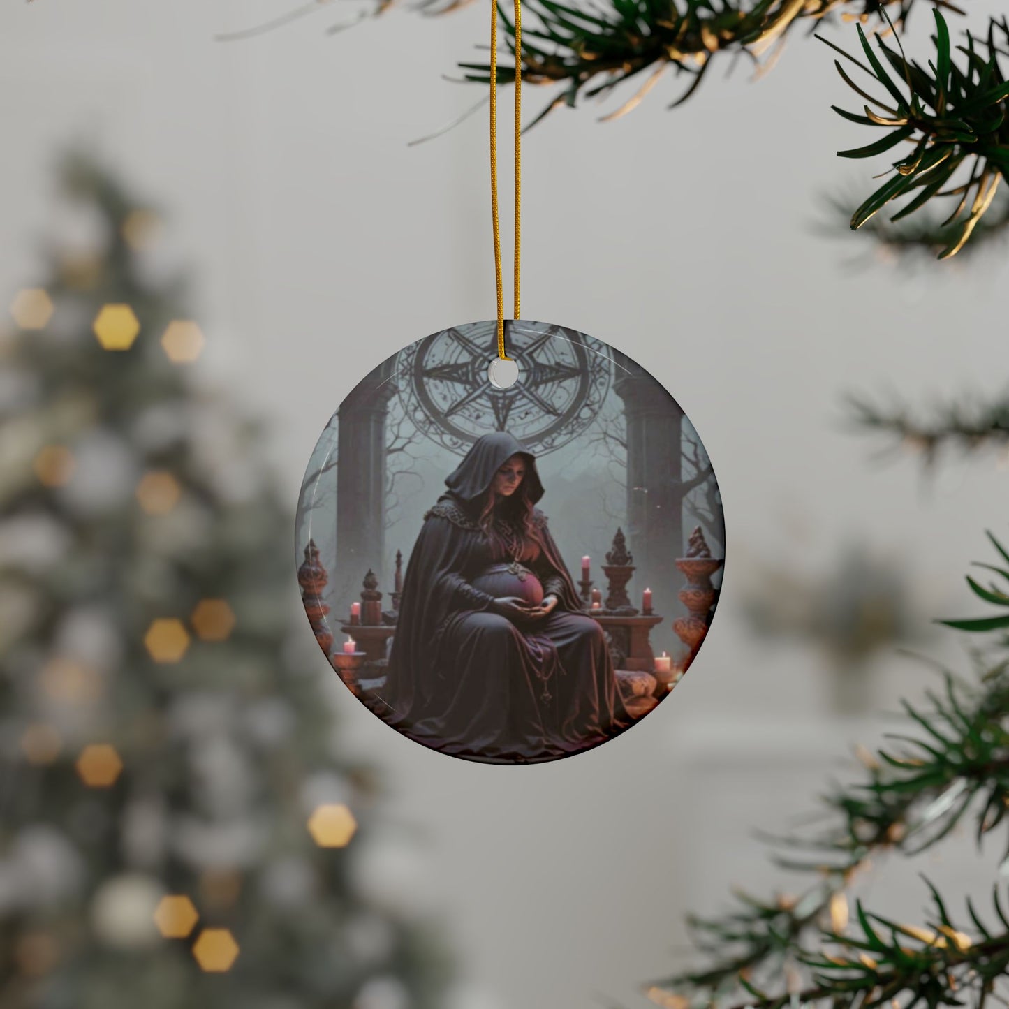 Enchanting Ceramic Ornaments, Mystical Home Decor, Gothic Christmas Decorations, Unique Gift, Witchy Holiday Ornaments, 2-Side Print - Divine Mystic Moons