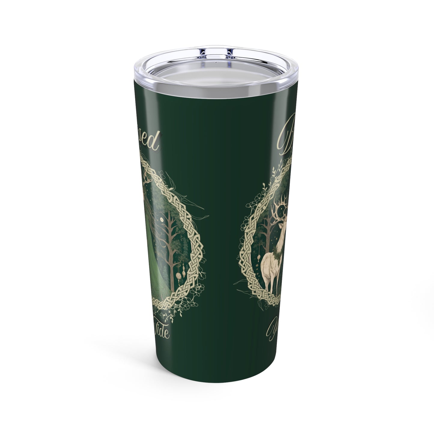 Blessed Yule Tide, Green Witch Gift, 20oz Cup, Nature Lover Mug, Pagan Drinkware, Wiccan Decor, Forest Buck Design - Divine Mystic Moons