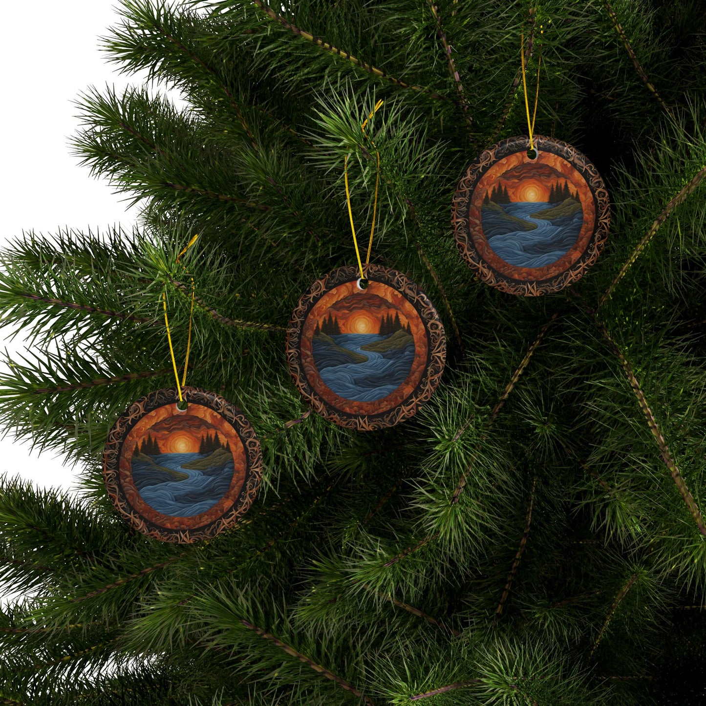 Nature Inspired Ceramic Ornaments Perfect for Holidays and Home Decor, 2-Sided Print, Gift Ideas for Friends & Family, Christmas, Wall - Divine Mystic Moons