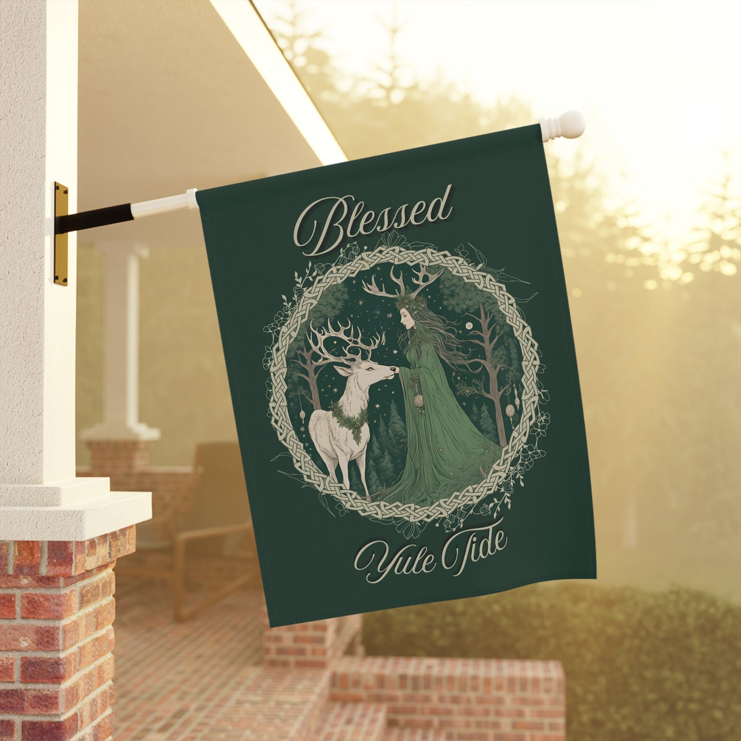 Enchanted Yuletide Garden Banner, Winter Home Decor, Magical Holiday Garden Flag, Blessed Yule Tide Decor, Outdoor Holiday Decor, Seasonal