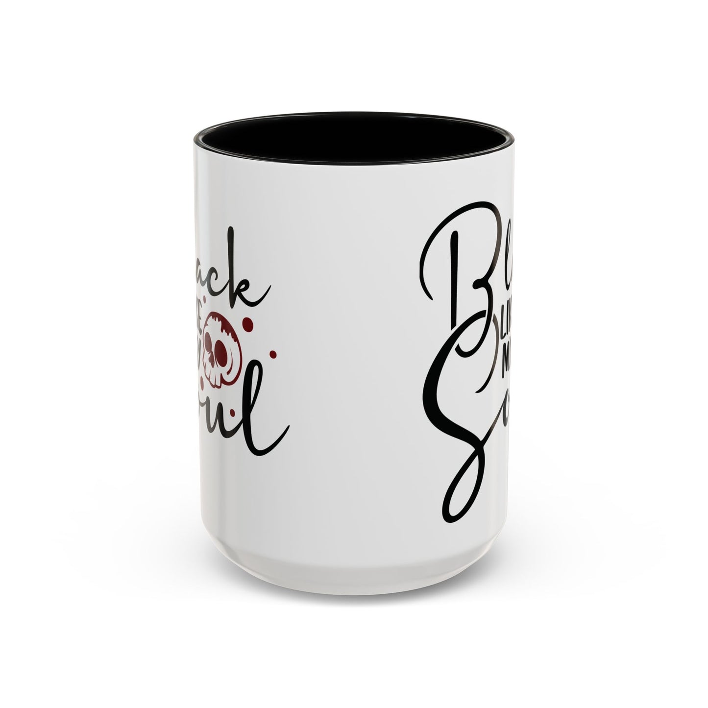 Black Like My Soul Mug – Gothic Coffee Cup, Funny Dark Humor Gift, Pink, Red, or Black Two-Tone Ceramic Mug, Alt Aesthetic Drinkware - Divine Mystic Moons