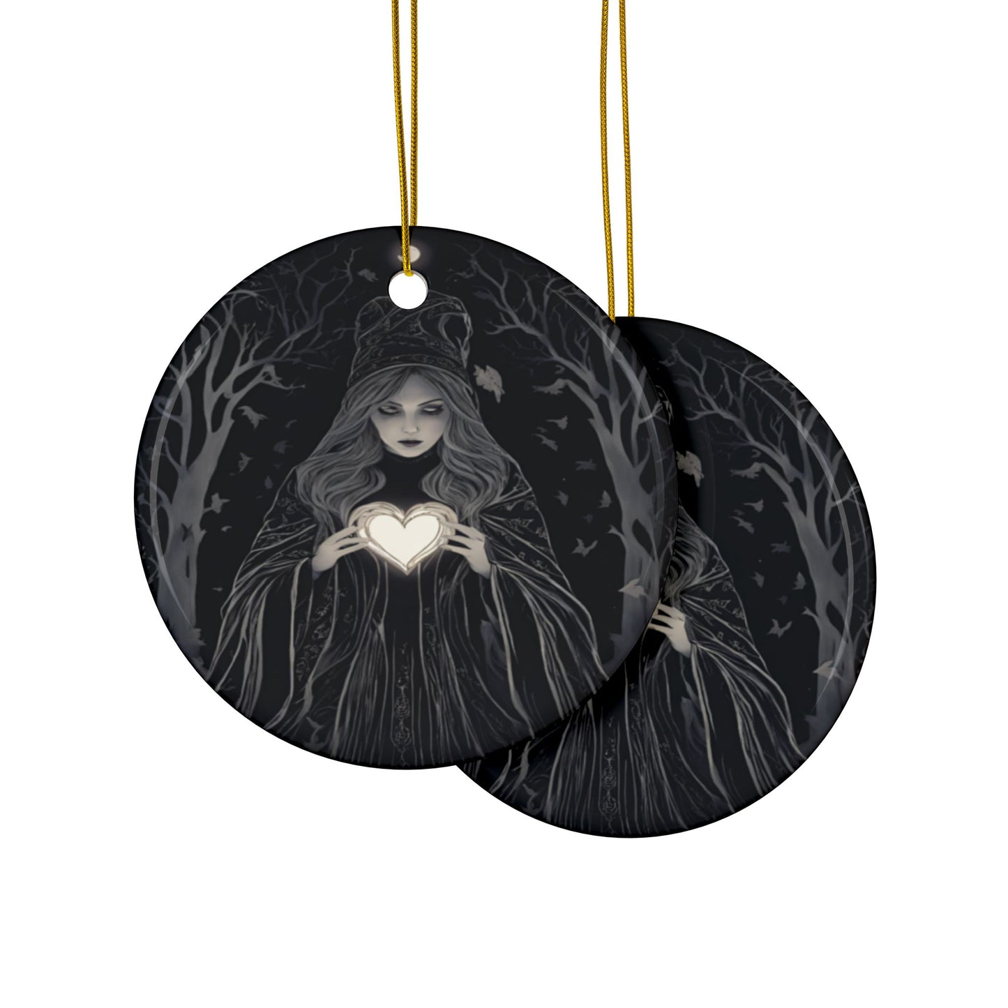 Enchanting Gothic Ceramic Ornaments Perfect for Halloween Decor, Tree Beautification, Unique Gifts, Occult Celebrations, Set of 1/3/5/10 - Divine Mystic Moons