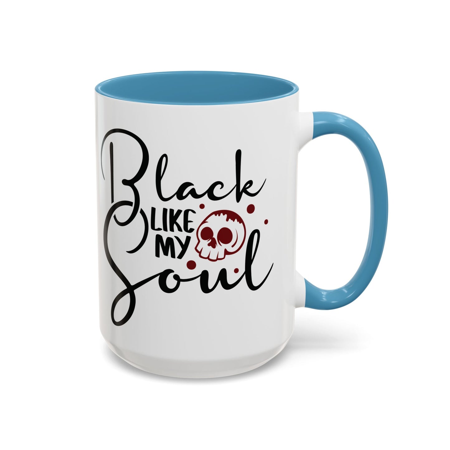 Black Like My Soul Mug – Gothic Coffee Cup, Funny Dark Humor Gift, Pink, Red, or Black Two-Tone Ceramic Mug, Alt Aesthetic Drinkware - Divine Mystic Moons