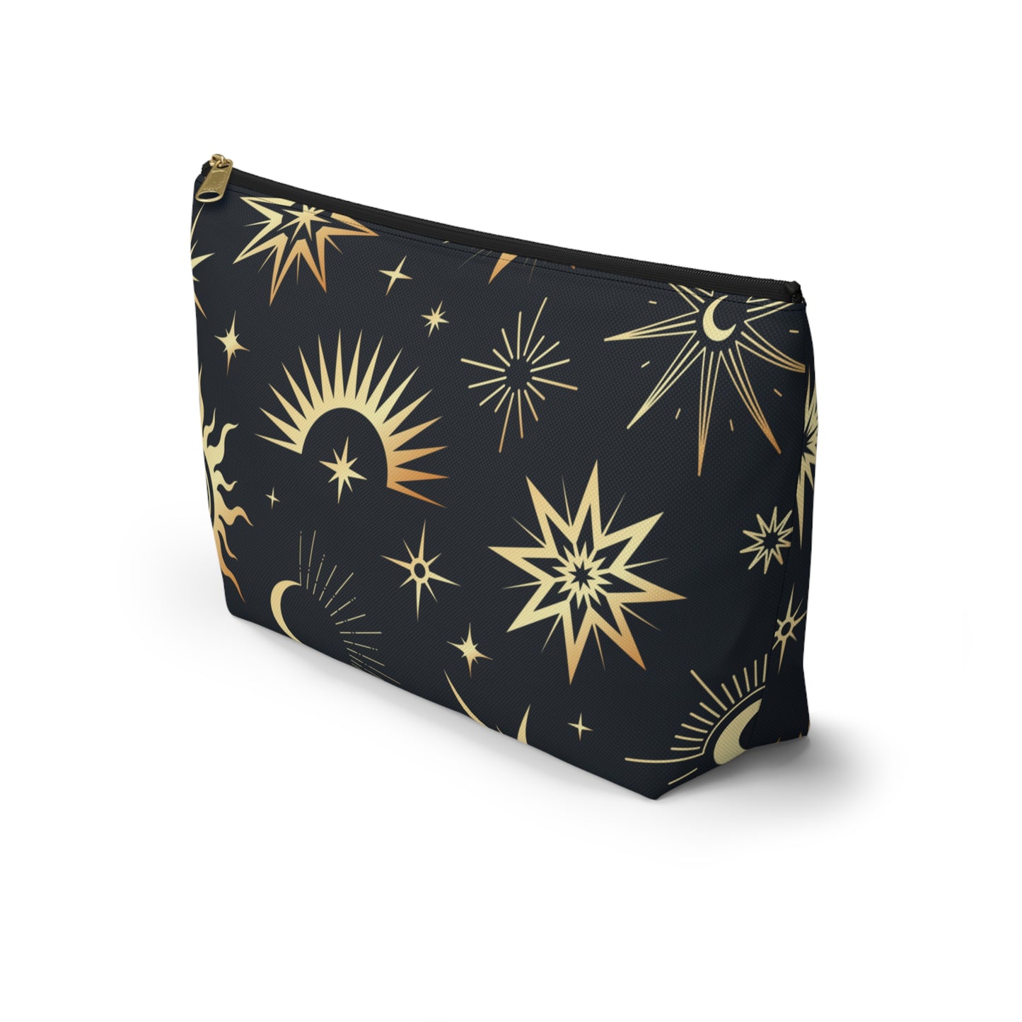 Mystical Makeup Bag | Witch Accessories Pouch | Pagan Travel Organizer | Moon and Sun Cosmetic Bag | Spiritual Storage Pouch w T-bottom - Divine Mystic Moons