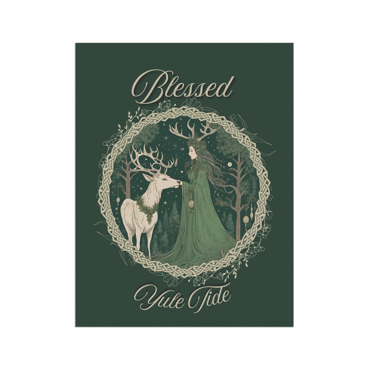 Enchanted Yuletide Garden Banner, Winter Home Decor, Magical Holiday Garden Flag, Blessed Yule Tide Decor, Outdoor Holiday Decor, Seasonal