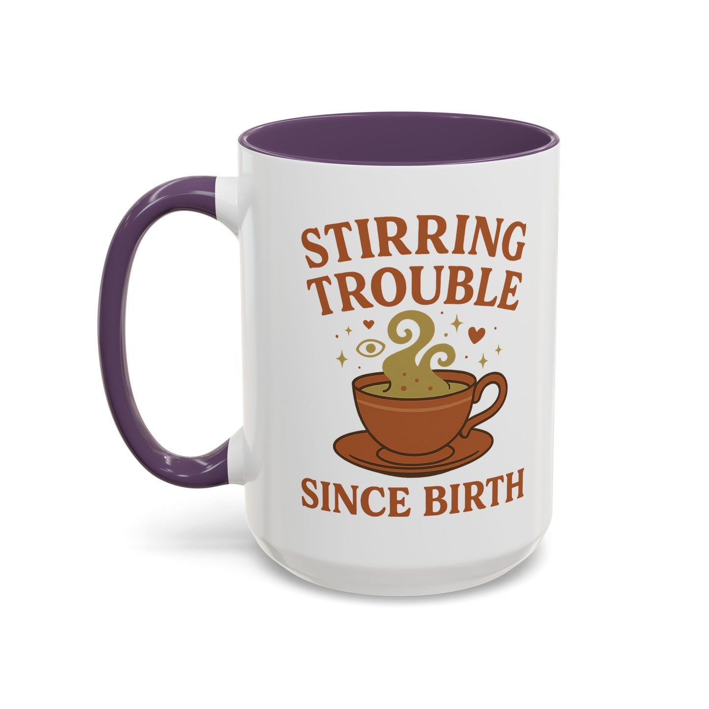 Stirring Trouble Since Birth Mug | Funny Witch Mug | Whimsical Witchcore Coffee Cup | Earth Tone Aesthetic | DivineMysticMoons Gift - Divine Mystic Moons