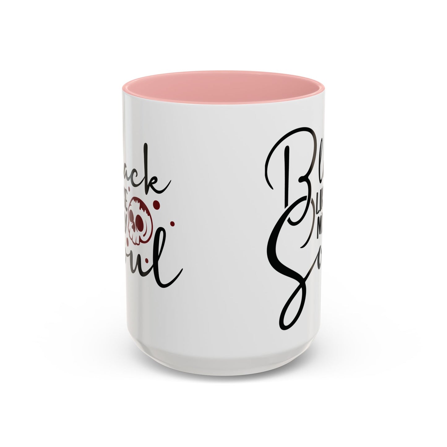 Black Like My Soul Mug – Gothic Coffee Cup, Funny Dark Humor Gift, Pink, Red, or Black Two-Tone Ceramic Mug, Alt Aesthetic Drinkware - Divine Mystic Moons