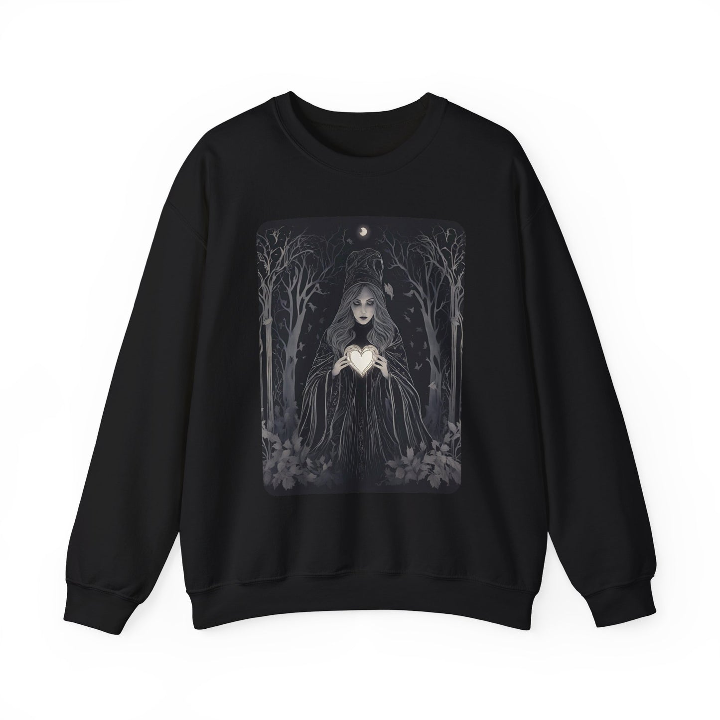 Mystic Heart Sweatshirt | Cozy Fall Fashion, Gift for Witchy Souls, Unisex Crewneck, Halloween Apparel, Autumn Vibes, Everyday Comfort - Divine Mystic Moons