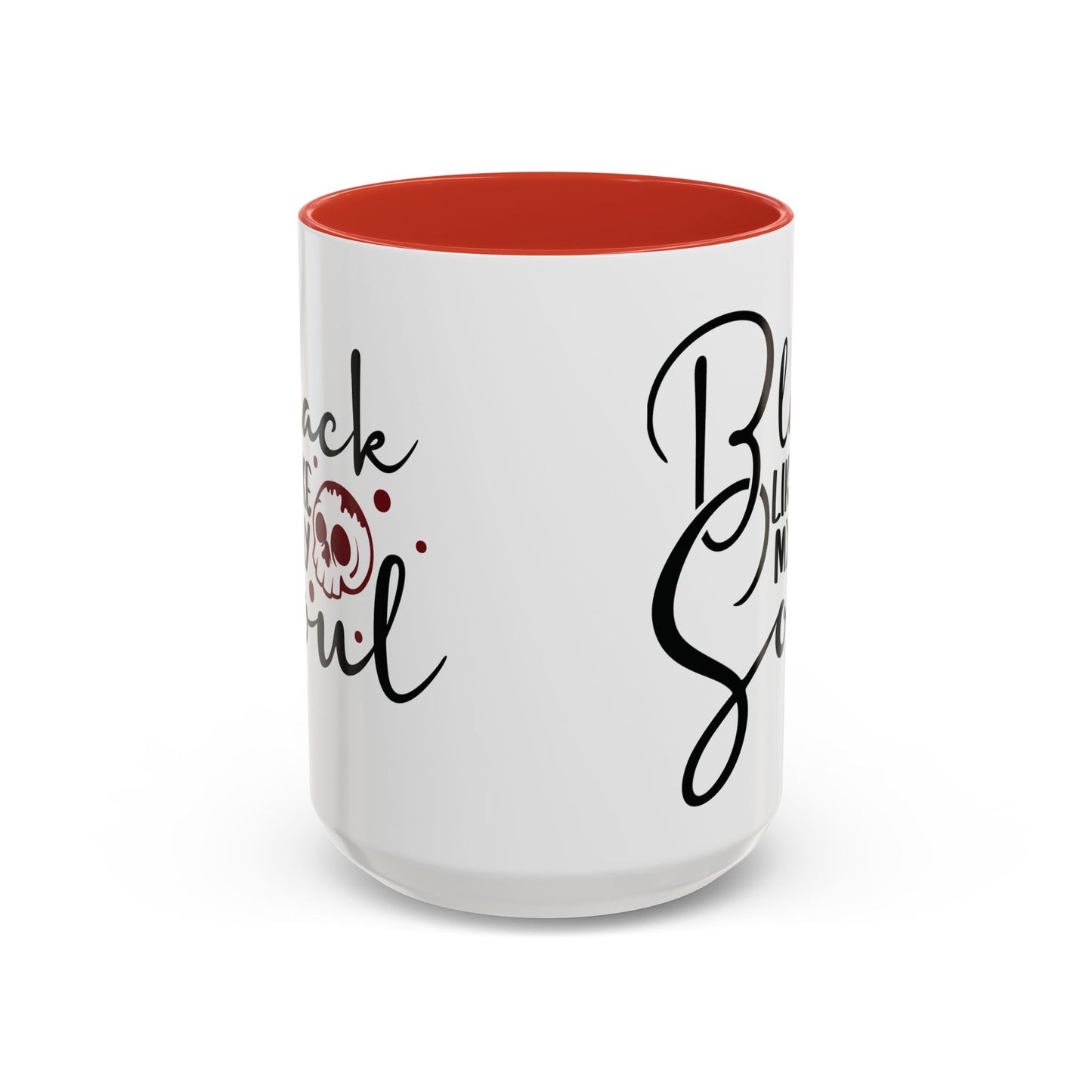 Black Like My Soul Mug – Gothic Coffee Cup, Funny Dark Humor Gift, Pink, Red, or Black Two-Tone Ceramic Mug, Alt Aesthetic Drinkware - Divine Mystic Moons