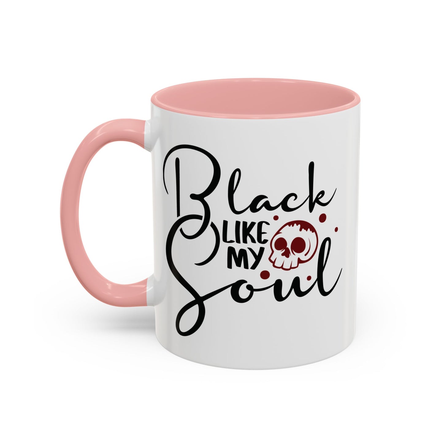 Black Like My Soul Mug – Gothic Coffee Cup, Funny Dark Humor Gift, Pink, Red, or Black Two-Tone Ceramic Mug, Alt Aesthetic Drinkware - Divine Mystic Moons