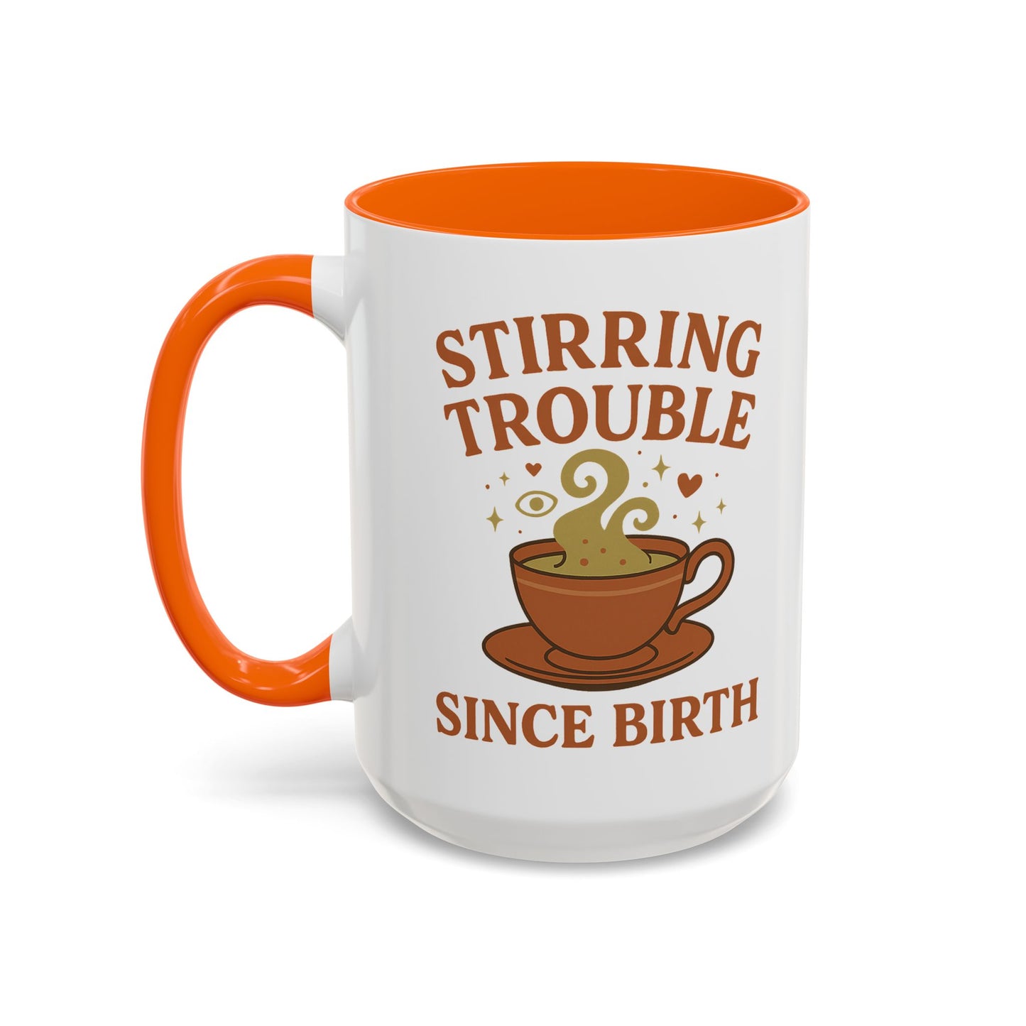 Stirring Trouble Since Birth Mug | Funny Witch Mug | Whimsical Witchcore Coffee Cup | Earth Tone Aesthetic | DivineMysticMoons Gift - Divine Mystic Moons