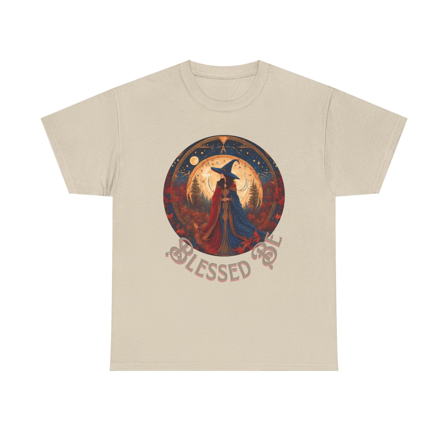 Blessed Be Unisex Heavy Cotton Tee, Witchy Shirt for Pagans, Gifting for Halloween, Casual Wear, Spiritual Apparel, Festival Top - Divine Mystic Moons