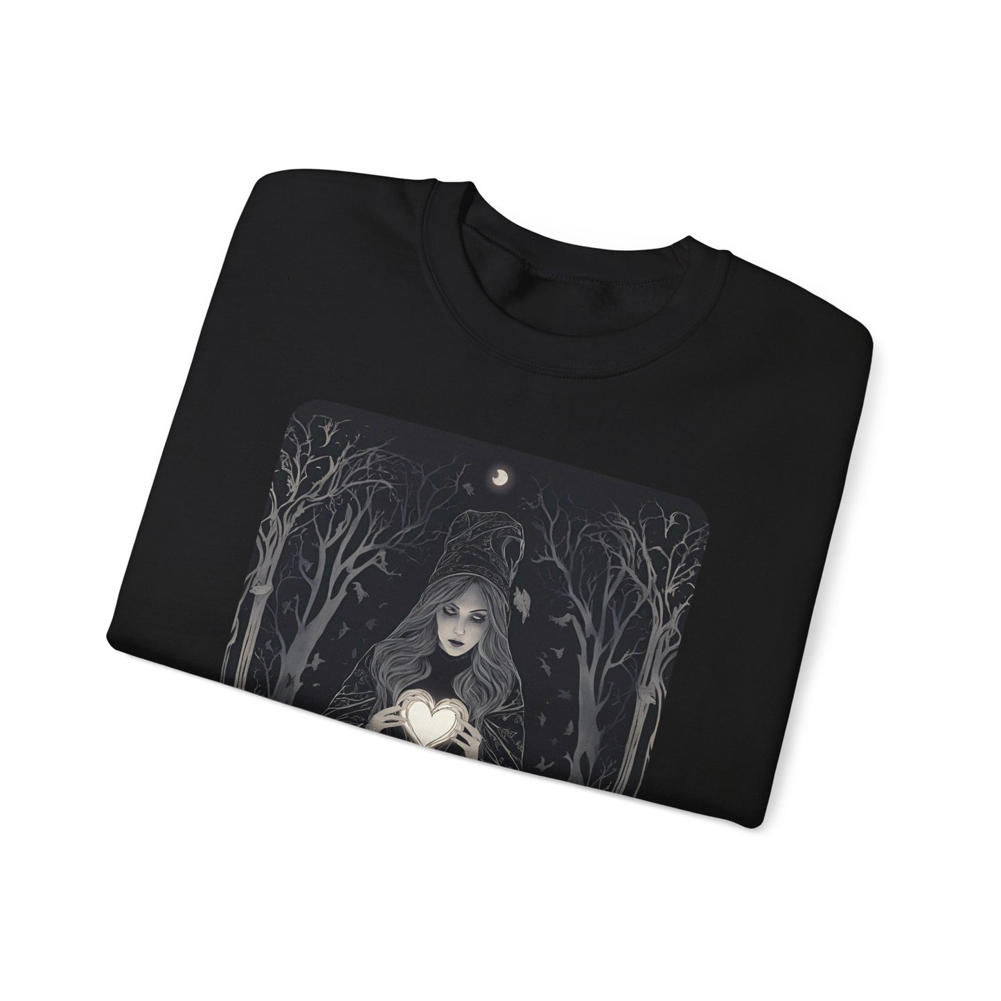 Mystic Heart Sweatshirt | Cozy Fall Fashion, Gift for Witchy Souls, Unisex Crewneck, Halloween Apparel, Autumn Vibes, Everyday Comfort - Divine Mystic Moons