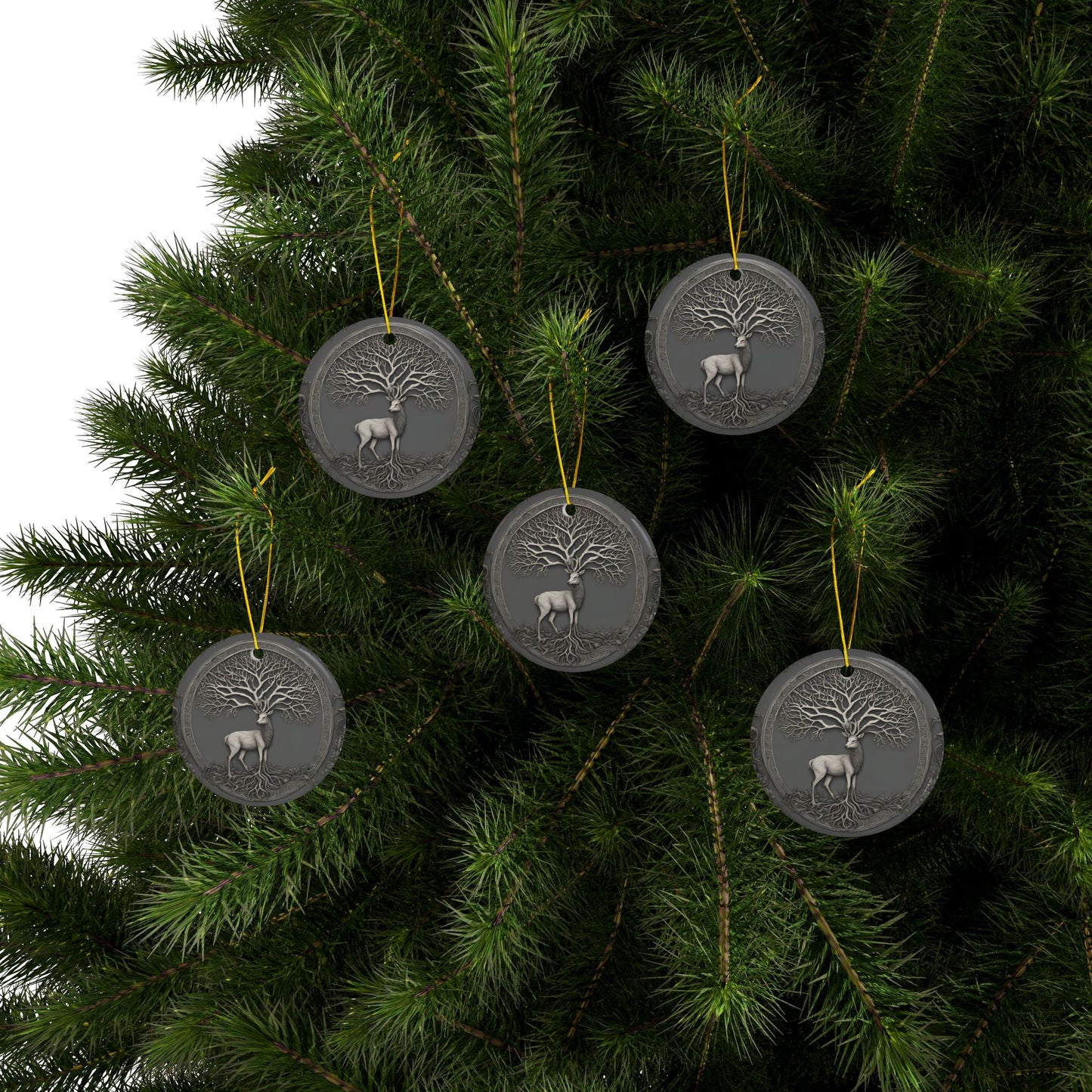 Whimsical Buck Forest Animal Tree of Life Ornaments, Nature-Inspired Holiday Decor, Perfect for Christmas, Gifts, Home Adornment - Divine Mystic Moons