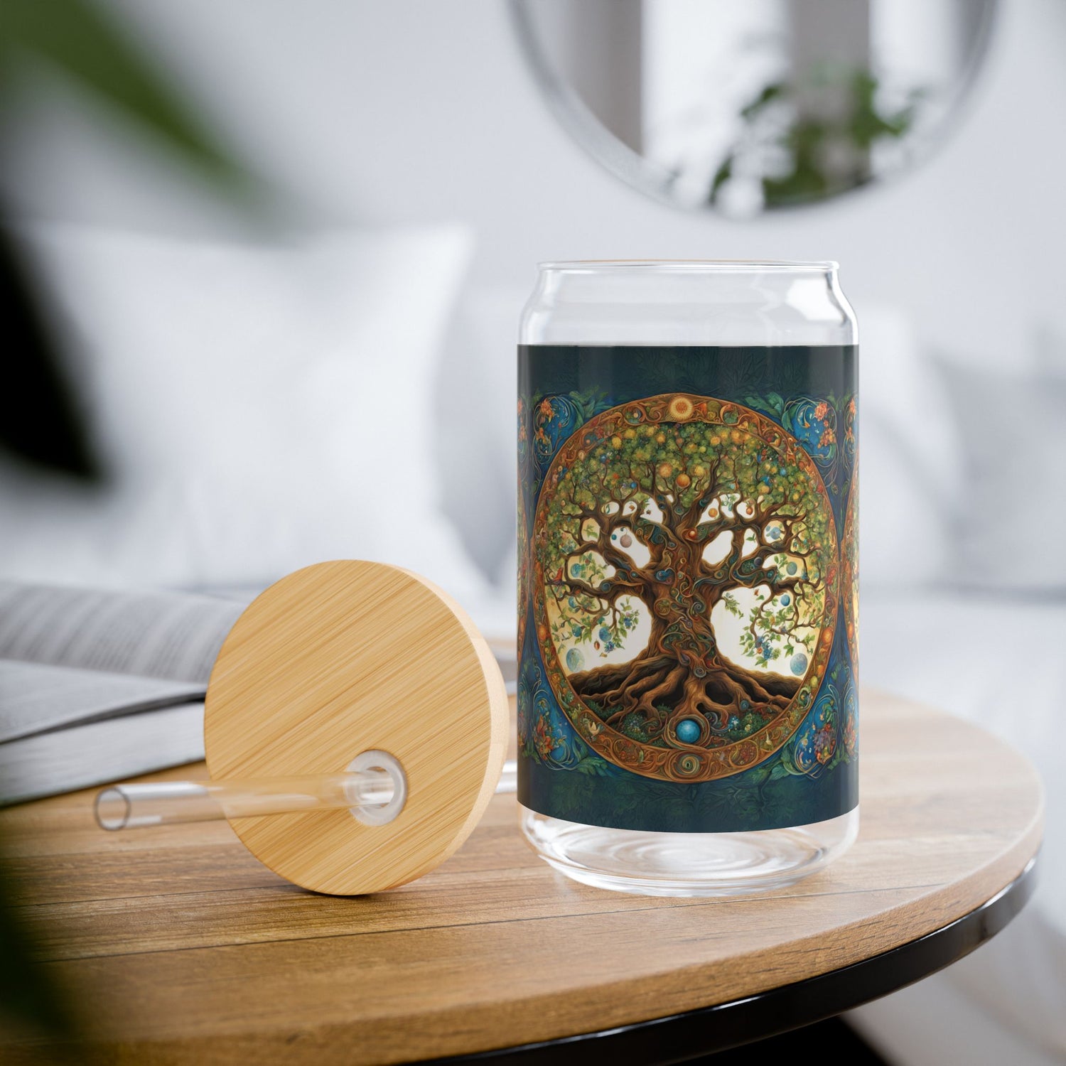 Tree of Life Sipper Glass, 16oz - Whiskey Tumbler, Nature Lover Gift, Eco-Friendly Wine Cup, Spiritual Drinking Vessel, Boho Home - Divine Mystic Moons