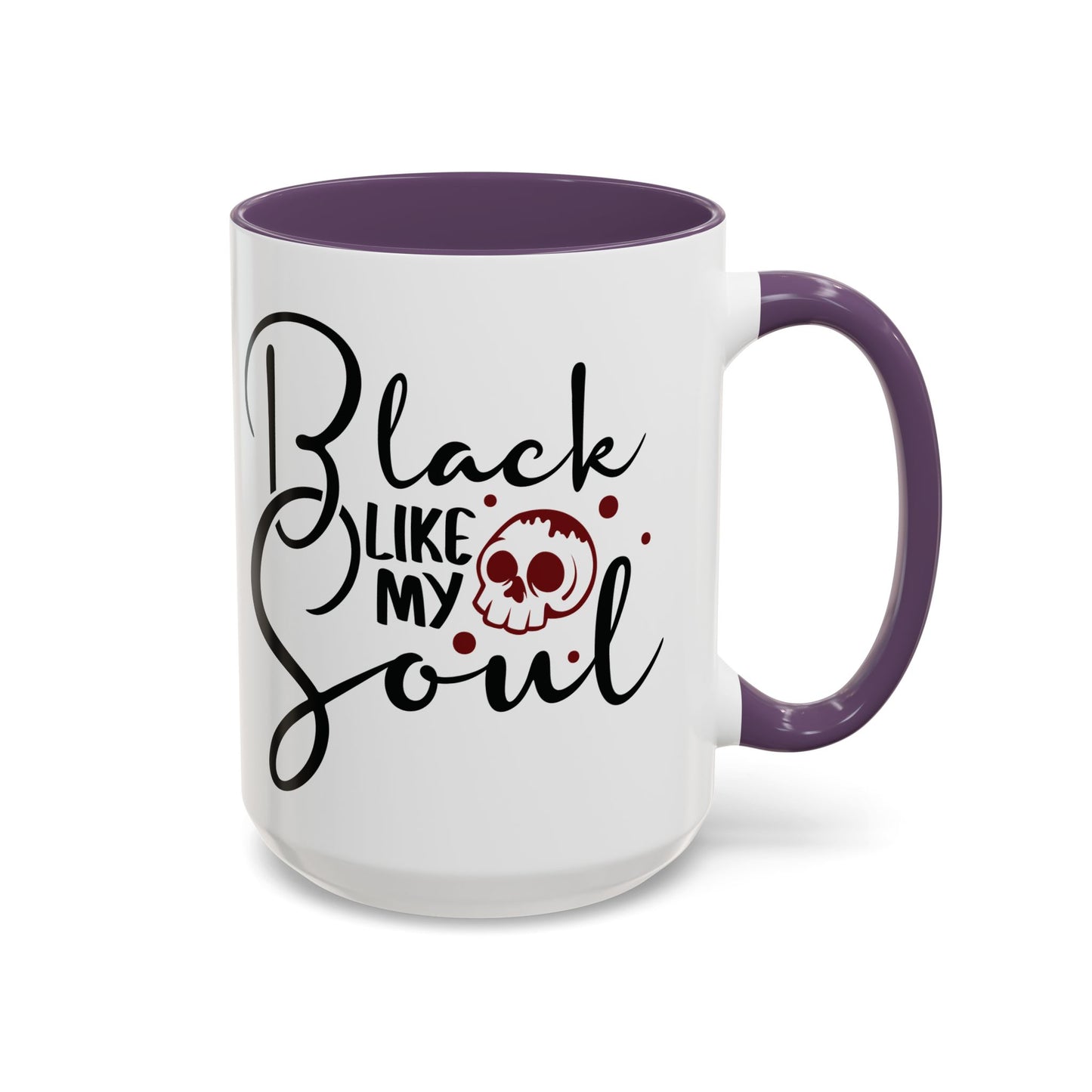 Black Like My Soul Mug – Gothic Coffee Cup, Funny Dark Humor Gift, Pink, Red, or Black Two-Tone Ceramic Mug, Alt Aesthetic Drinkware - Divine Mystic Moons