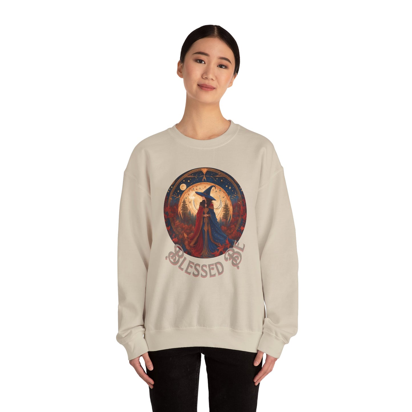 Blessed Be Holiday Sweatshirt, Cozy Christmas Gift, Unisex Crewneck, Festive Winter Apparel, Yule Celebration Clothing, Holiday Party Outfit - Divine Mystic Moons