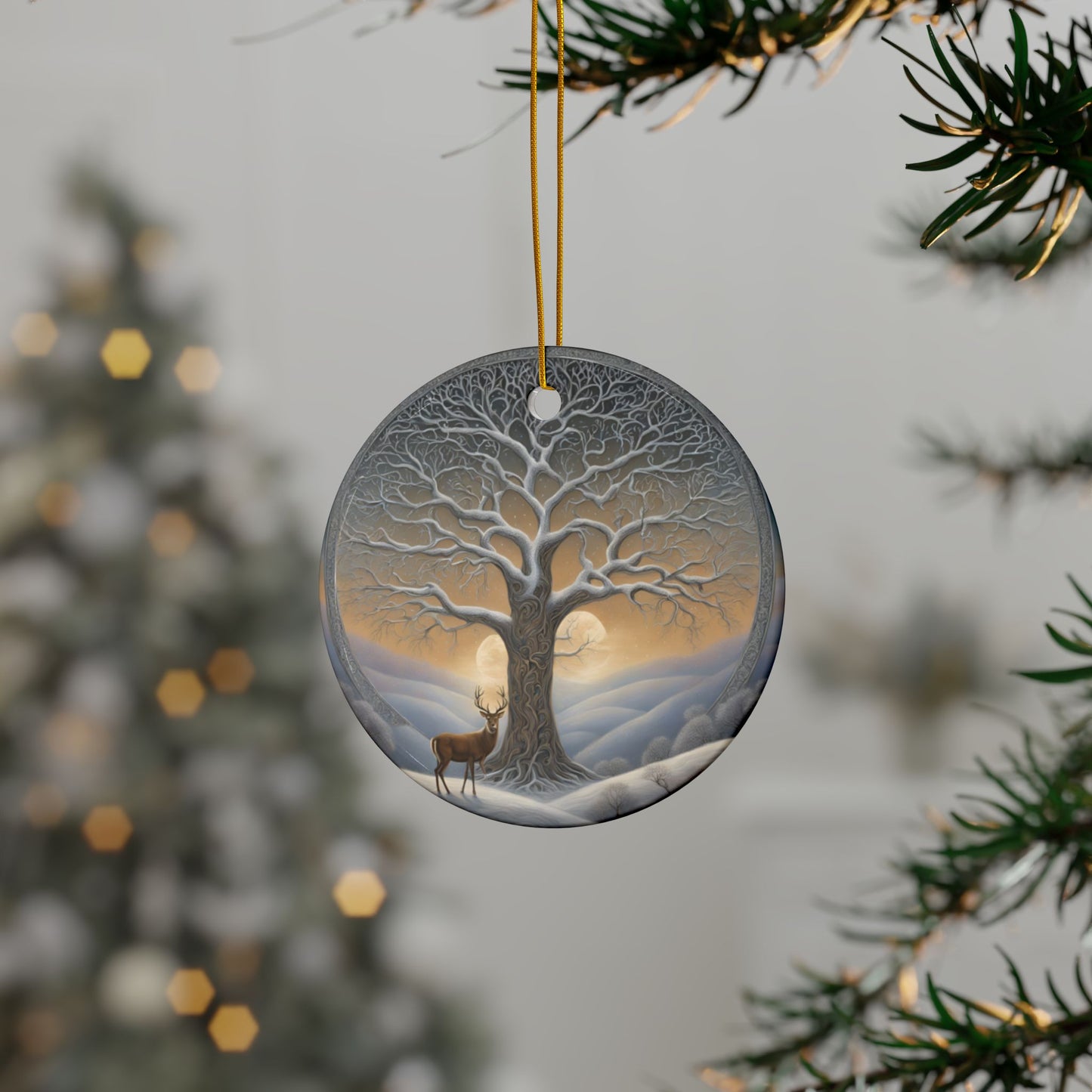 Winter Tree of Life & Stag Yule Ornament