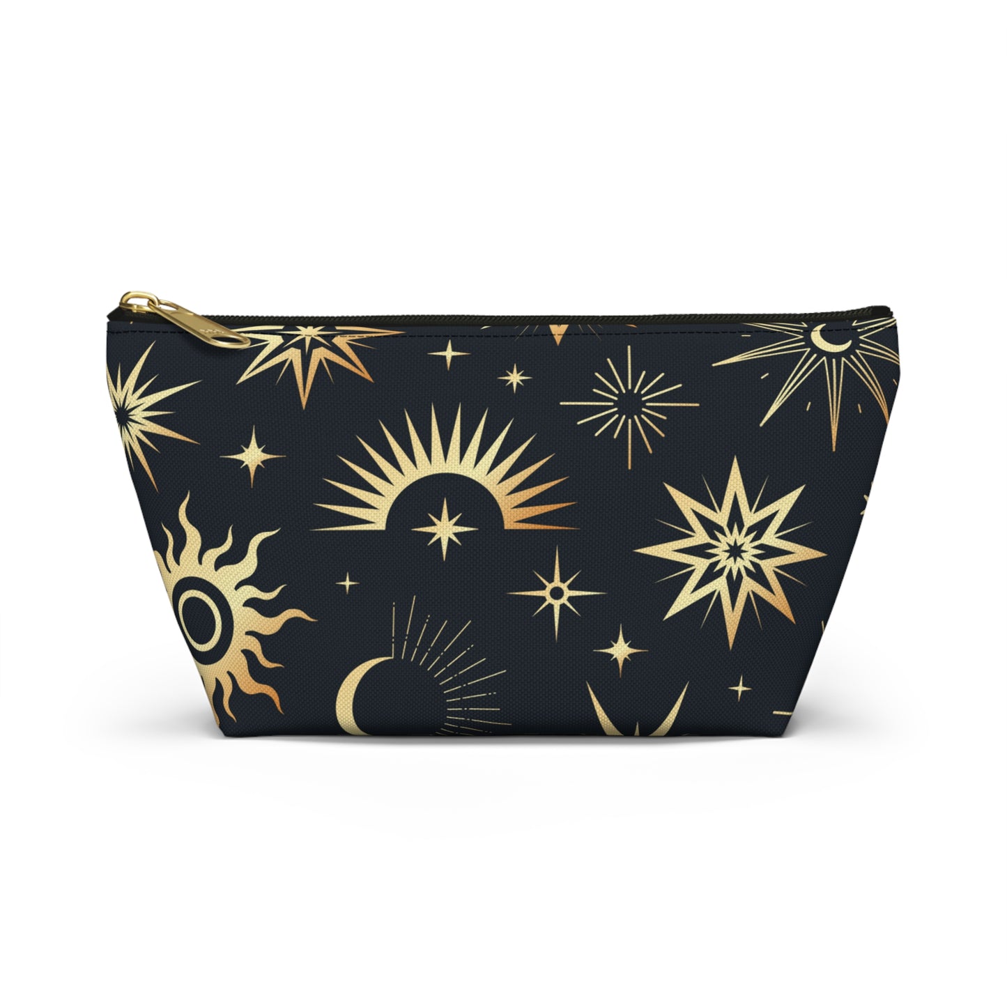 Mystical Makeup Bag | Witch Accessories Pouch | Pagan Travel Organizer | Moon and Sun Cosmetic Bag | Spiritual Storage Pouch w T-bottom - Divine Mystic Moons