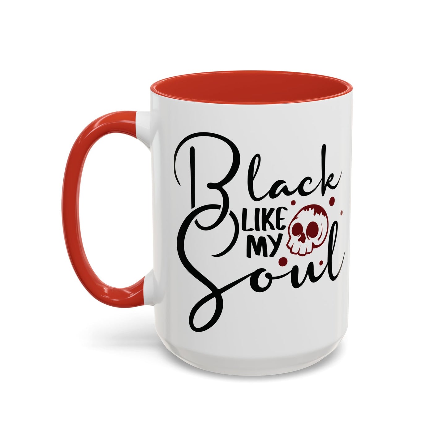 Black Like My Soul Mug – Gothic Coffee Cup, Funny Dark Humor Gift, Pink, Red, or Black Two-Tone Ceramic Mug, Alt Aesthetic Drinkware - Divine Mystic Moons