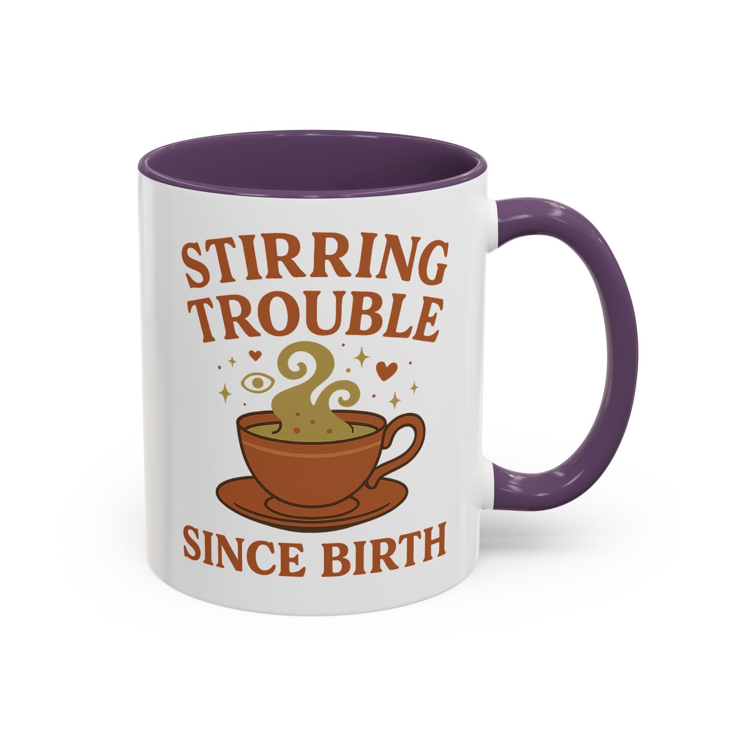 Stirring Trouble Since Birth Mug | Funny Witch Mug | Whimsical Witchcore Coffee Cup | Earth Tone Aesthetic | DivineMysticMoons Gift - Divine Mystic Moons