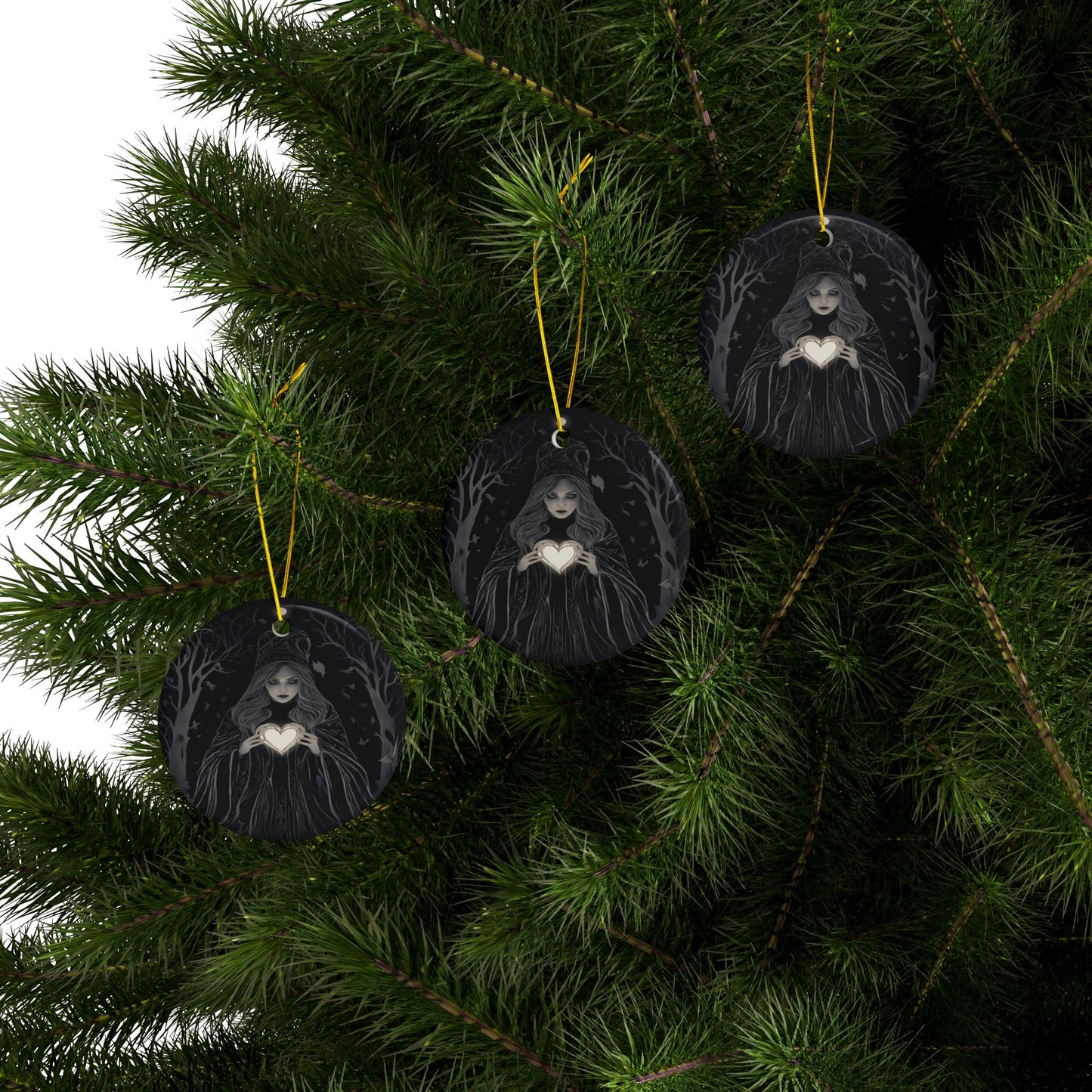 Enchanting Gothic Ceramic Ornaments Perfect for Halloween Decor, Tree Beautification, Unique Gifts, Occult Celebrations, Set of 1/3/5/10 - Divine Mystic Moons