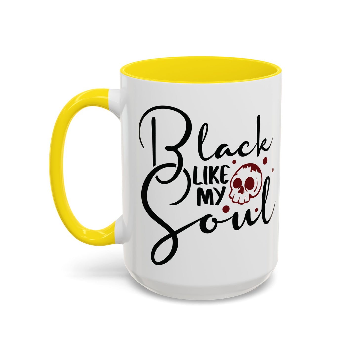 Black Like My Soul Mug – Gothic Coffee Cup, Funny Dark Humor Gift, Pink, Red, or Black Two-Tone Ceramic Mug, Alt Aesthetic Drinkware - Divine Mystic Moons