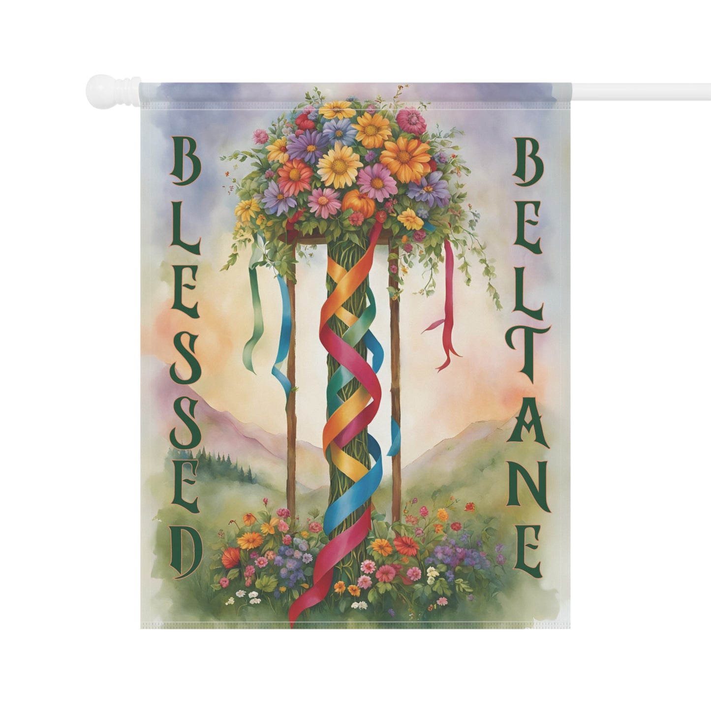 Beltane Blessings Garden Banner, Spring Decor, Flower Flag, Outdoor Decoration, Witchy Home, Beltane Celebration
