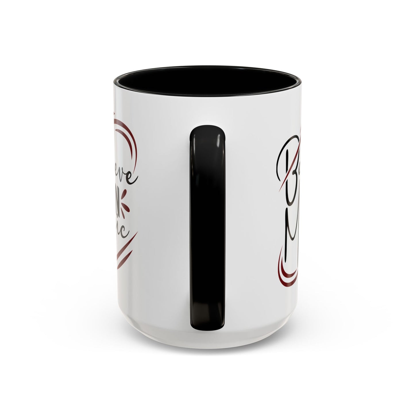 Believe in Magic Mug – Mystical Quote Coffee Cup, Witchy Gift for Her, Pink, Red, or Black Two-Tone Mug, Pagan Kitchen Decor