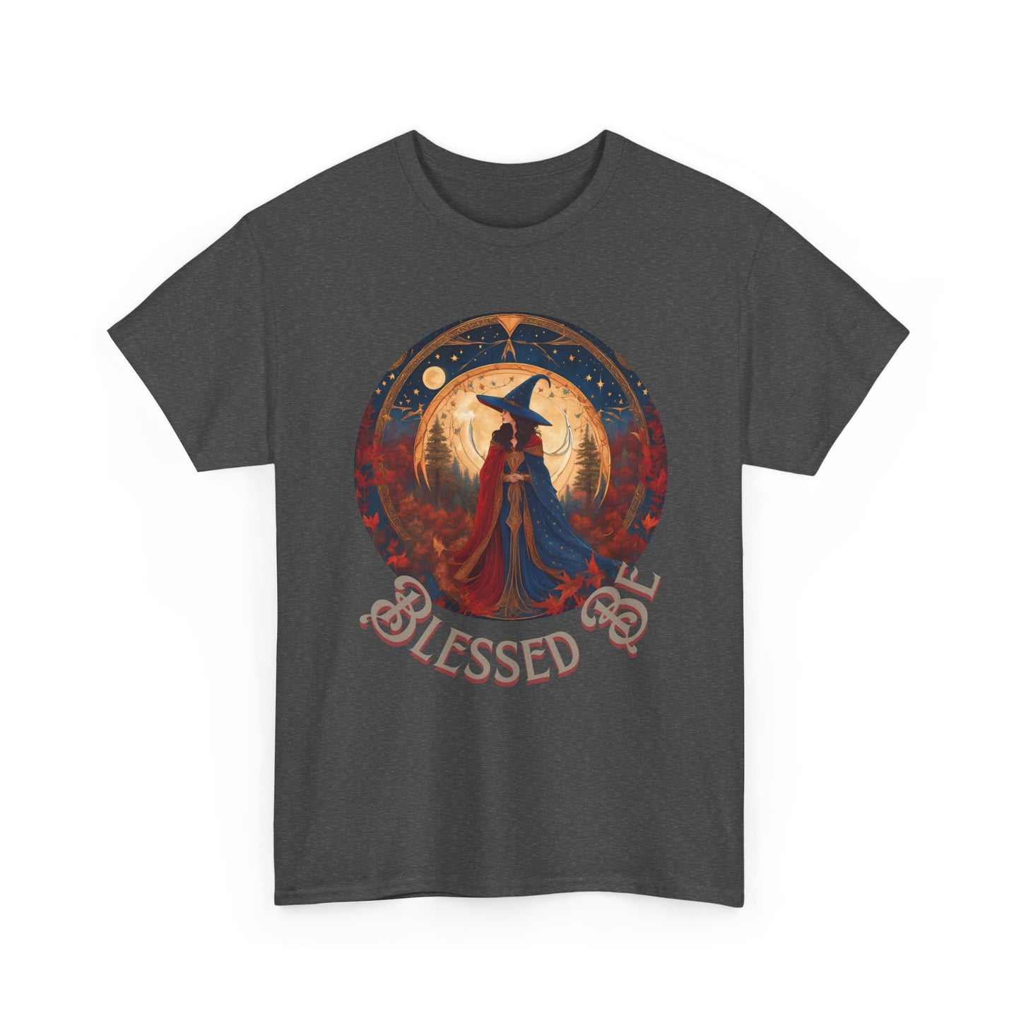 Blessed Be Unisex Heavy Cotton Tee, Witchy Shirt for Pagans, Gifting for Halloween, Casual Wear, Spiritual Apparel, Festival Top - Divine Mystic Moons