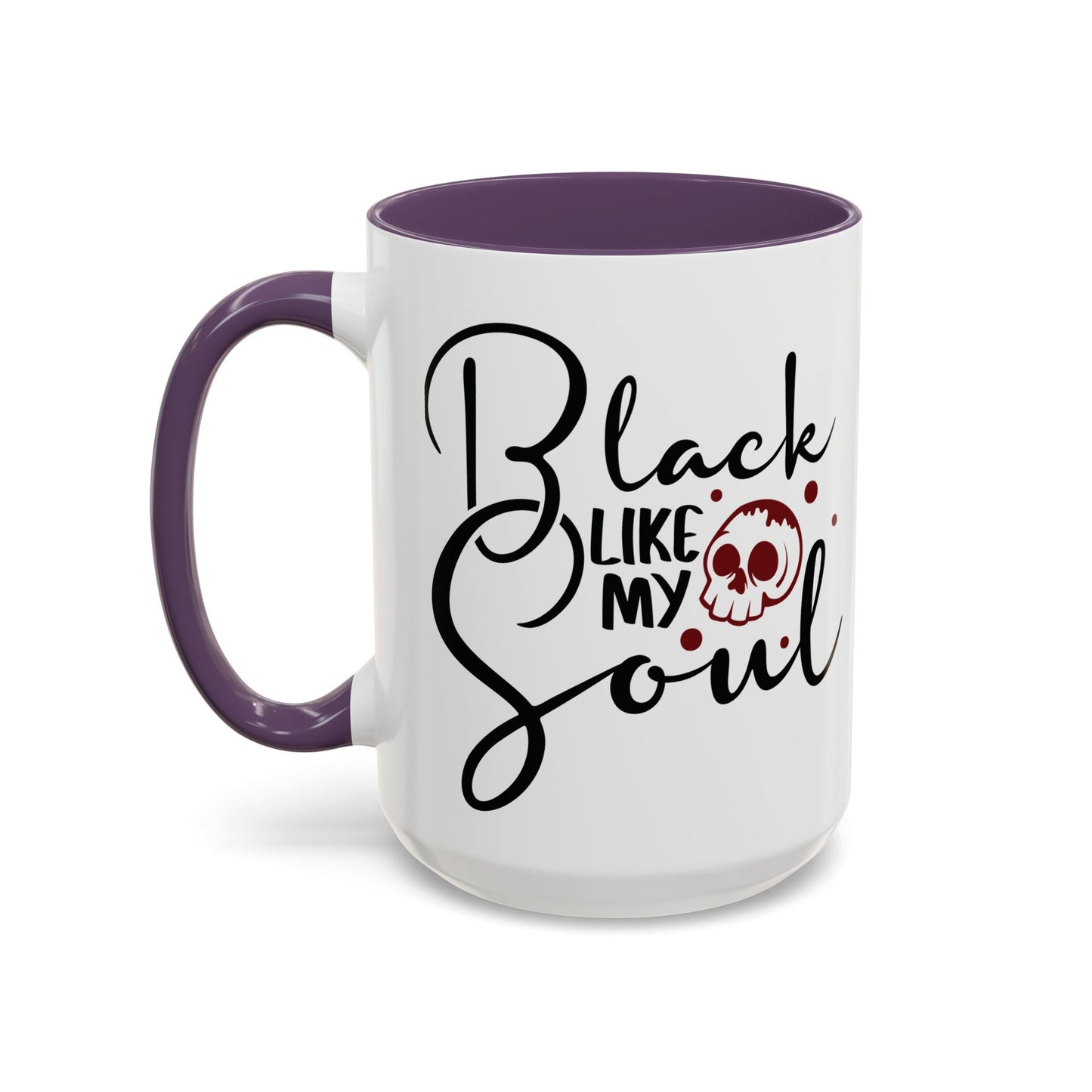 Black Like My Soul Mug – Gothic Coffee Cup, Funny Dark Humor Gift, Pink, Red, or Black Two-Tone Ceramic Mug, Alt Aesthetic Drinkware - Divine Mystic Moons