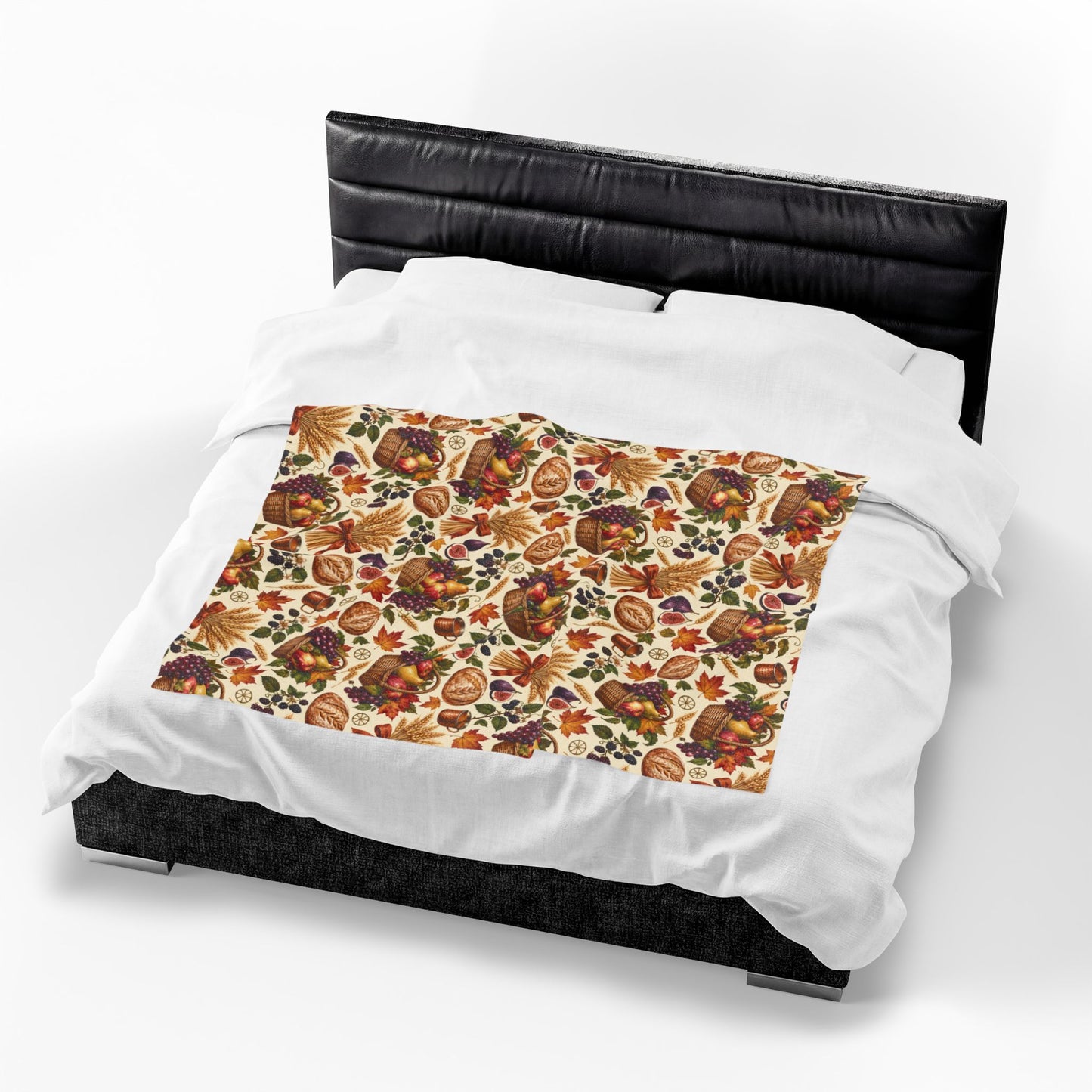 Mabon Harvest Basket Velveteen Plush Throw | Lightweight Autumn Equinox Blanket - Divine Mystic Moons