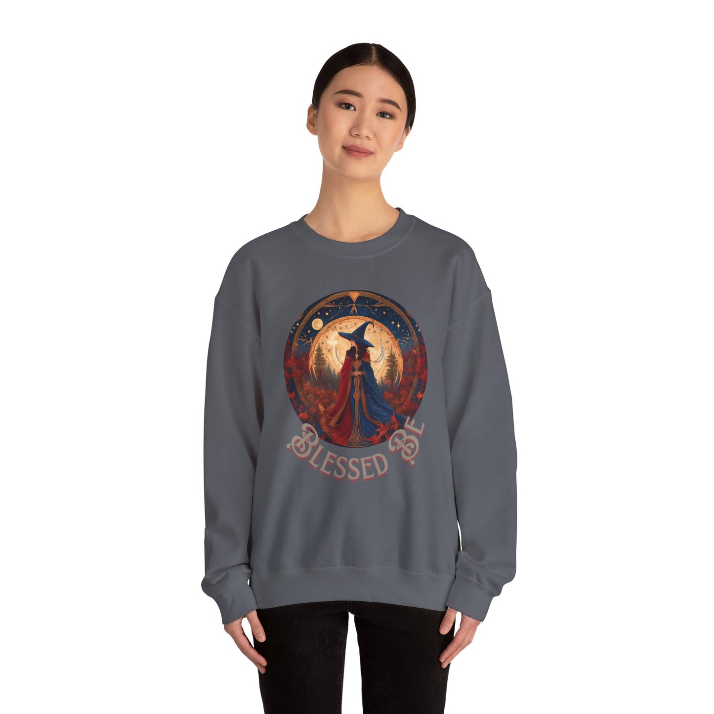 Blessed Be Holiday Sweatshirt, Cozy Christmas Gift, Unisex Crewneck, Festive Winter Apparel, Yule Celebration Clothing, Holiday Party Outfit - Divine Mystic Moons