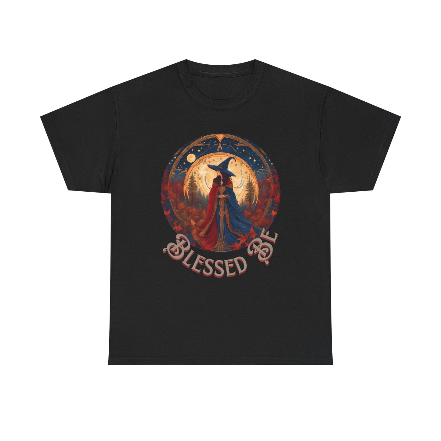 Blessed Be Unisex Heavy Cotton Tee, Witchy Shirt for Pagans, Gifting for Halloween, Casual Wear, Spiritual Apparel, Festival Top - Divine Mystic Moons