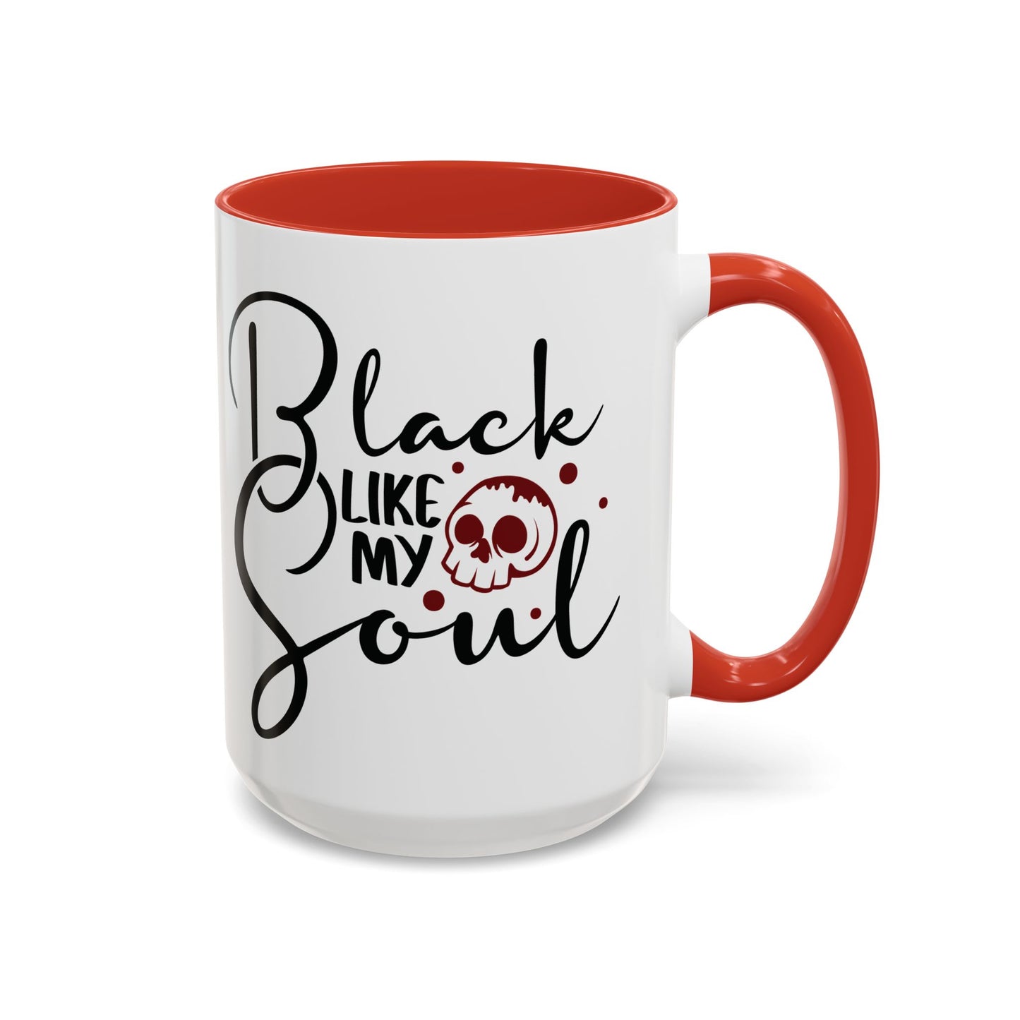 Black Like My Soul Mug – Gothic Coffee Cup, Funny Dark Humor Gift, Pink, Red, or Black Two-Tone Ceramic Mug, Alt Aesthetic Drinkware - Divine Mystic Moons